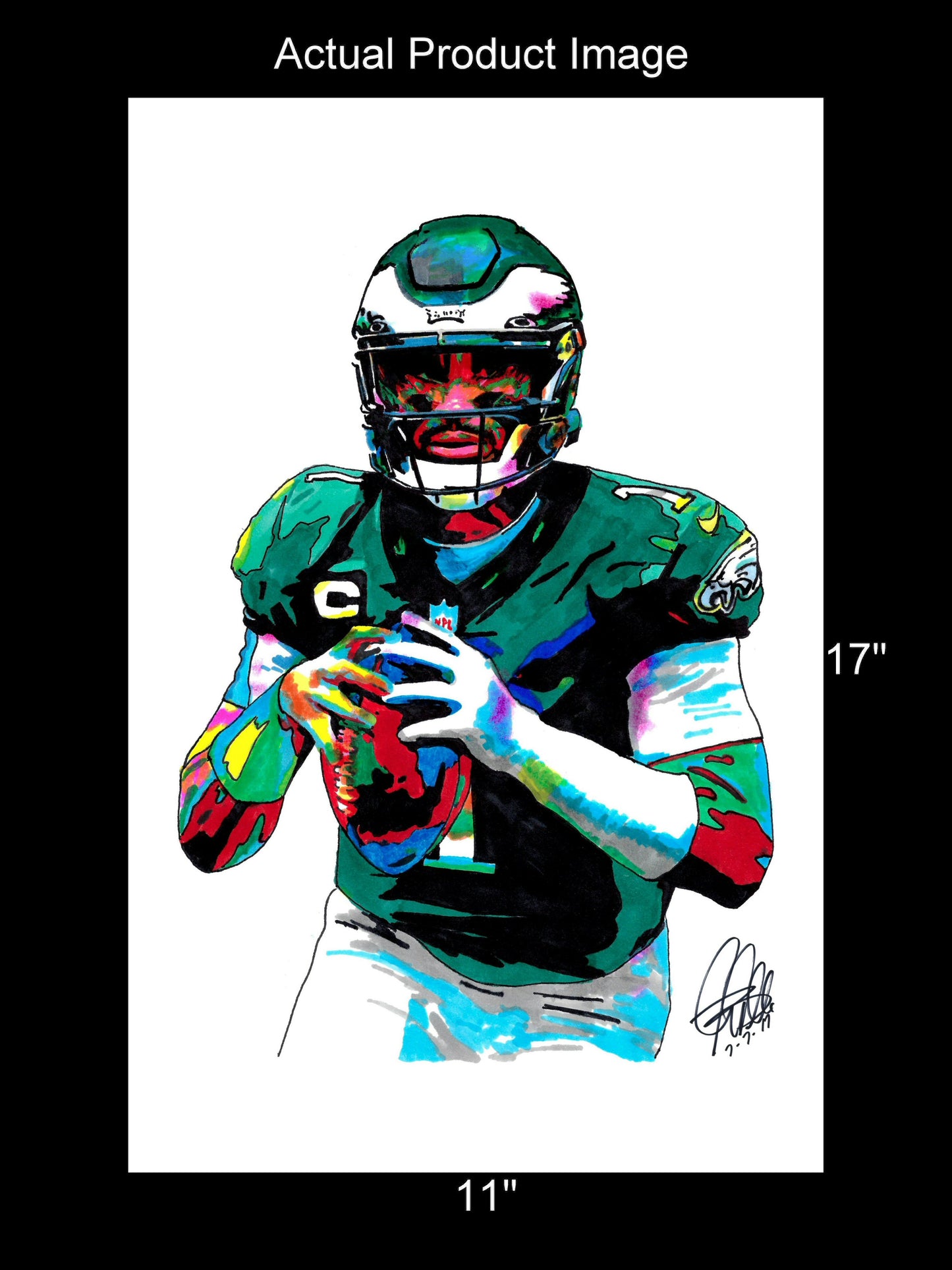 Jalen Hurts Philadelphia Eagles Football Poster Print Wall Art 11x17