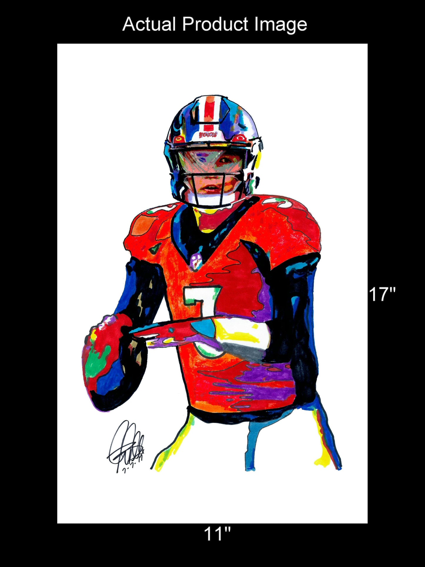 Drew Lock Denver Broncos Quarterback Football Sports Art Poster Print 11x17