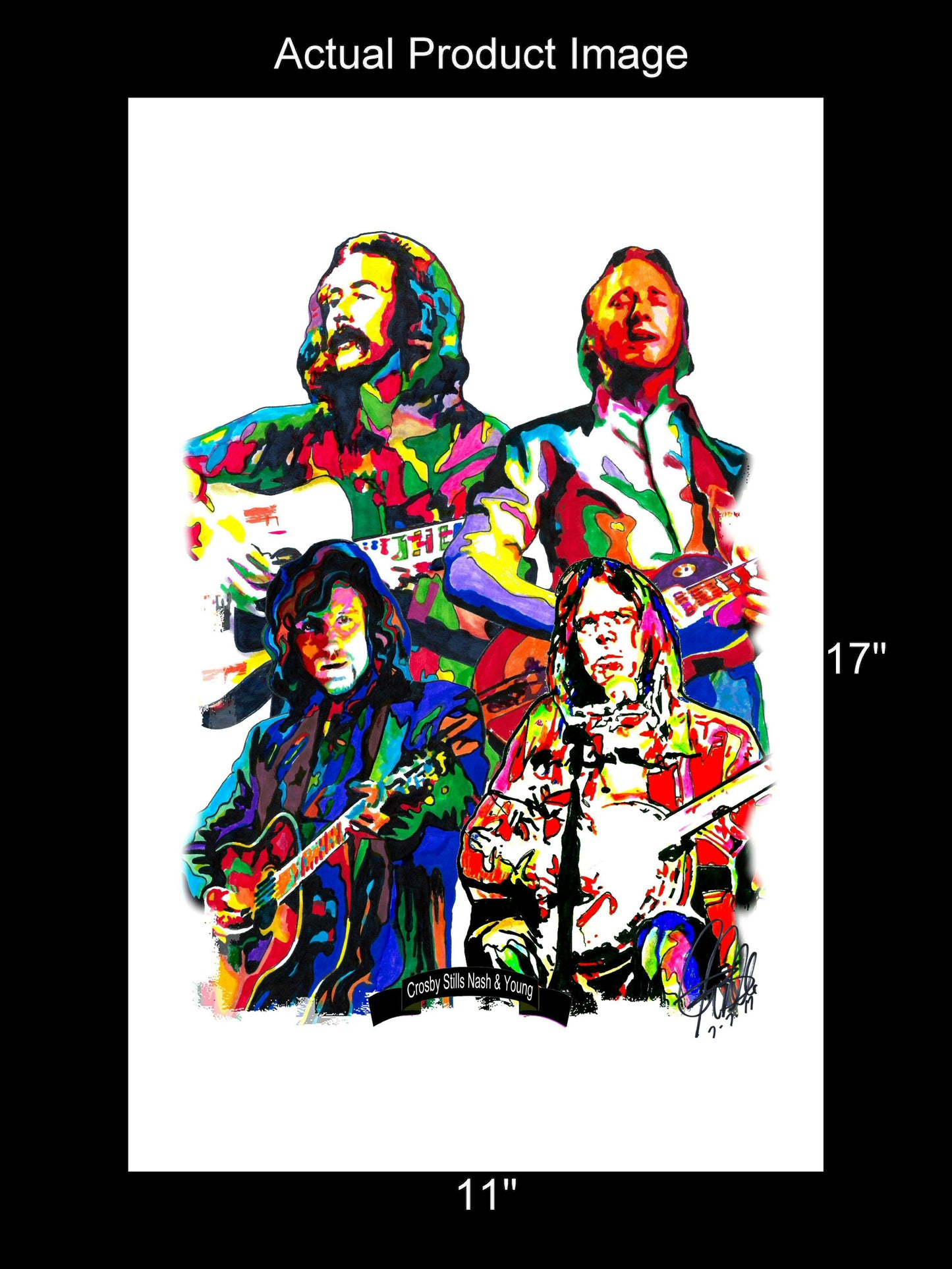 Crosby Stills Nash & Young Folk Rock Music Print Poster Wall Art 11x17