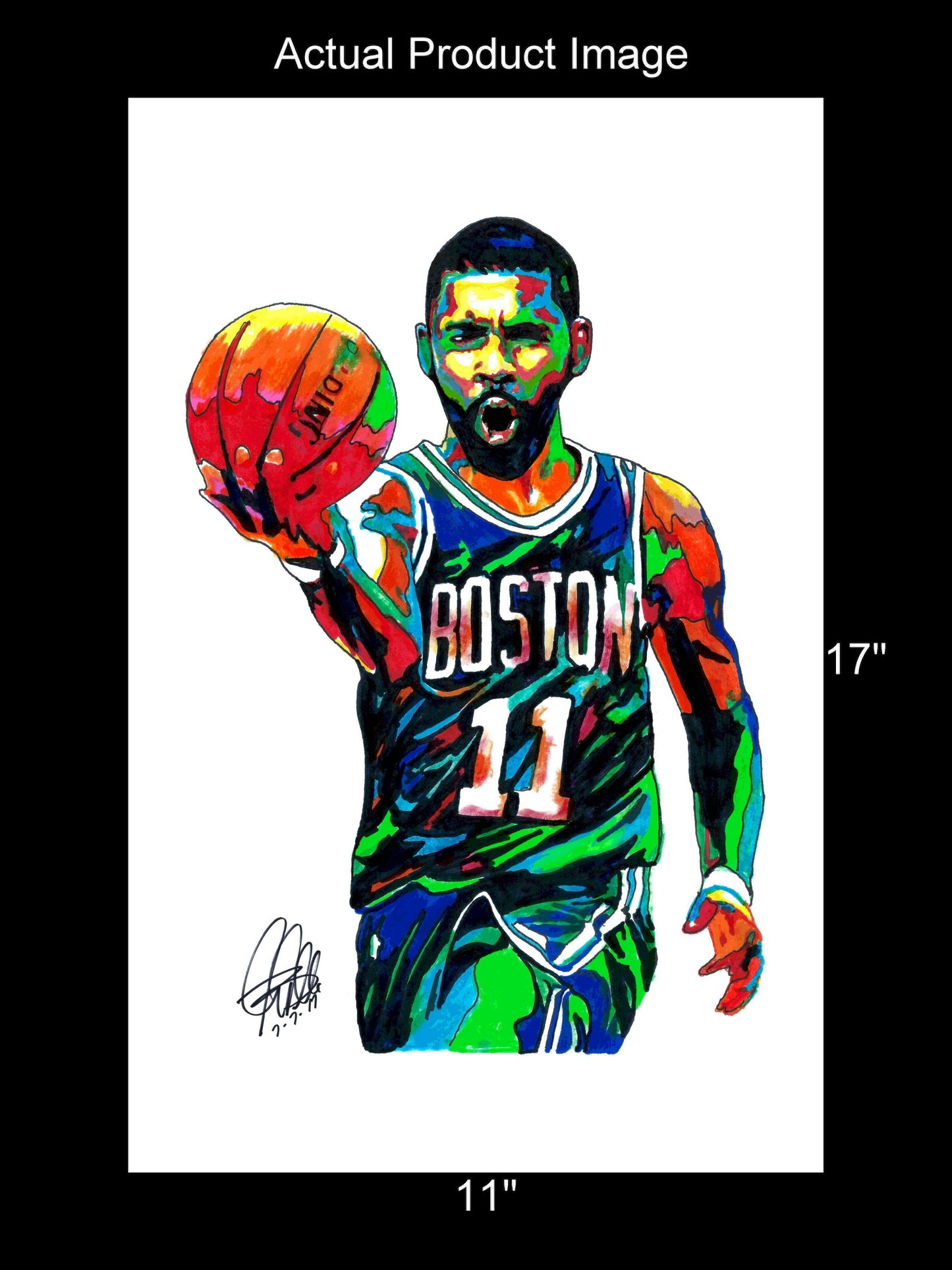 Kyrie Irving Boston Celtics Basketball Sports Poster Print Wall Art 11x17