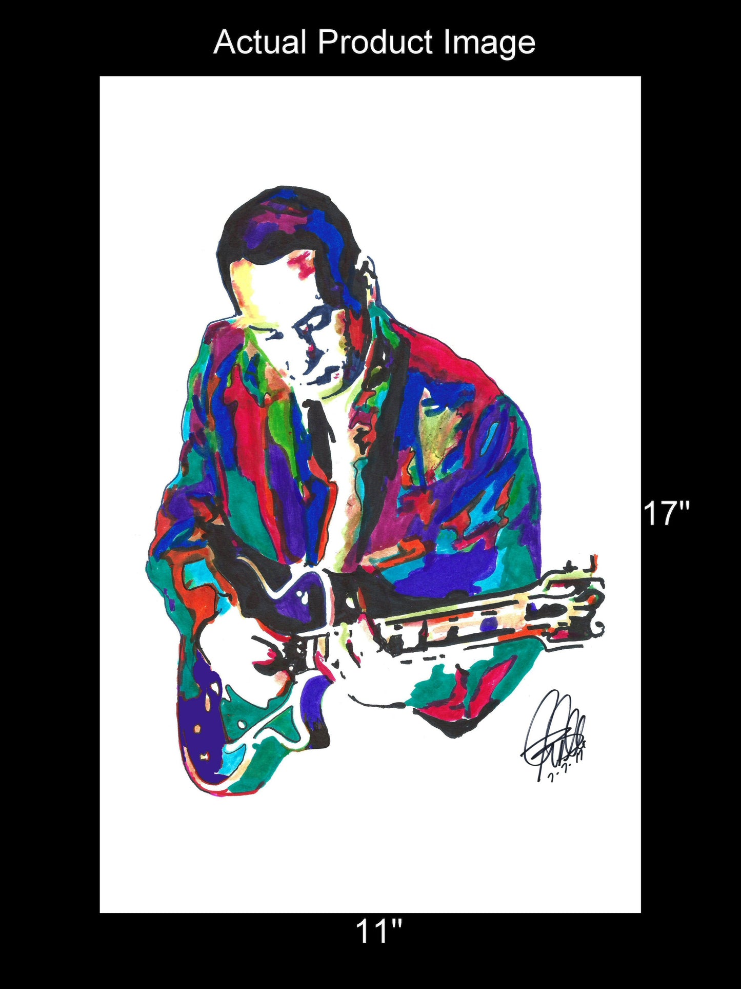 Les Paul Guitar Player Musician Jazz Music Poster Print Wall Art 11x17