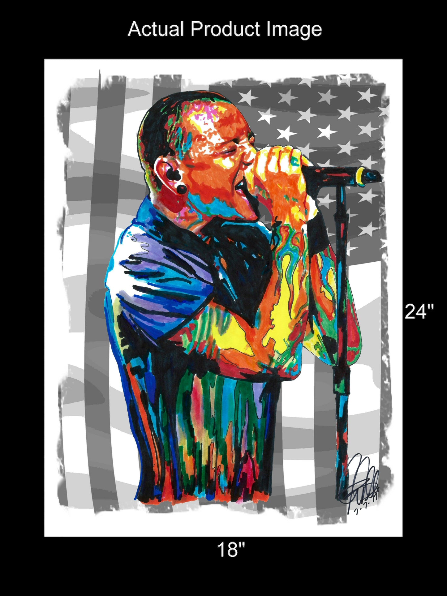 Chester Bennington Linkin Park Singer Rock Music Poster Print Wall Art 18x24