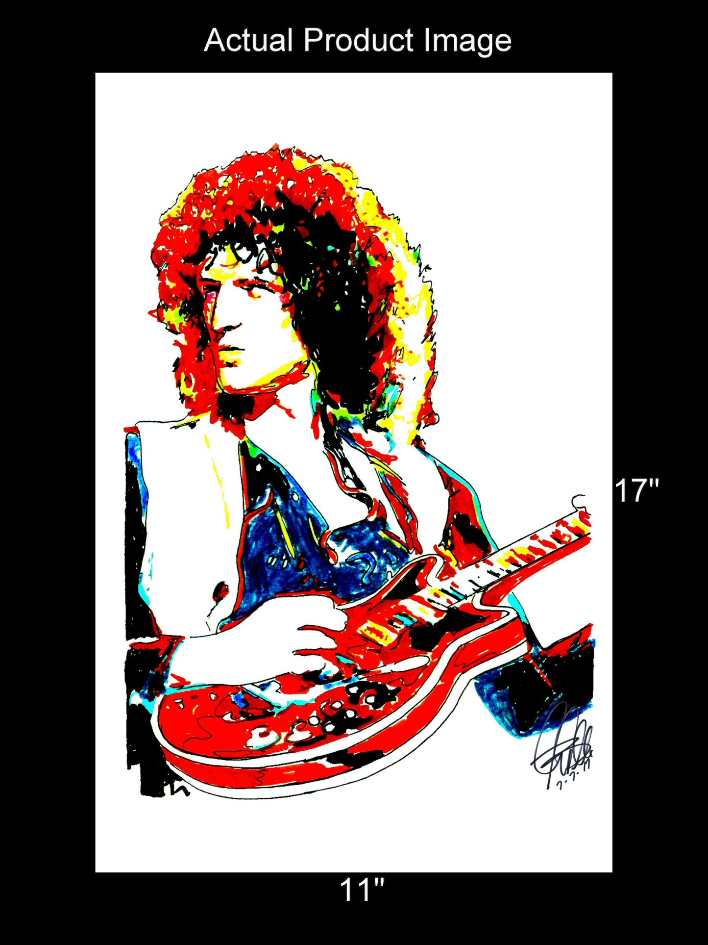 Brian May Queen Guitar Hard Rock Music Poster Print Wall Art 11x17