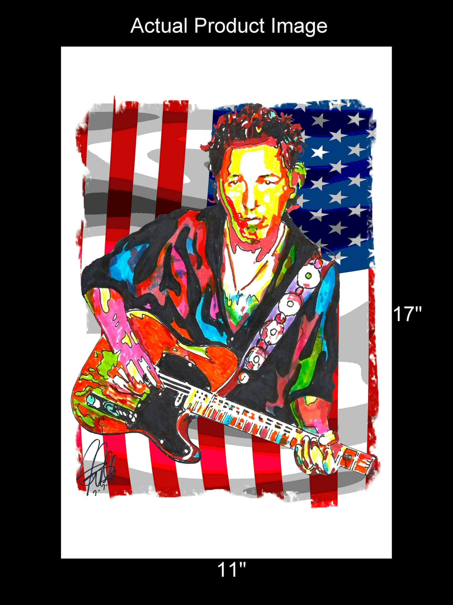 Bruce Springsteen The Boss Singer Guitar Rock Music Print Poster Wall Art 11x17