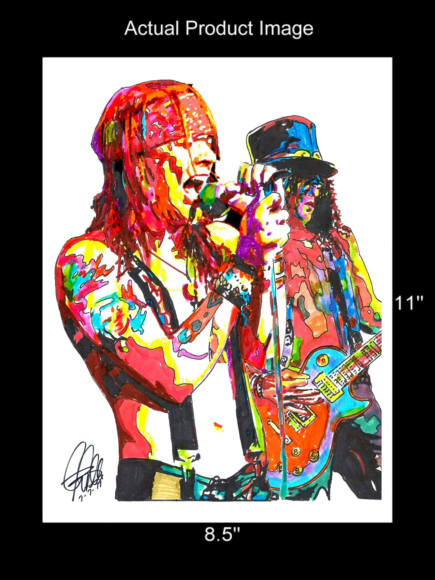 Axl Rose Slash Guns N Roses Singer Guitar Rock Music Print Wall Art 8.5x11