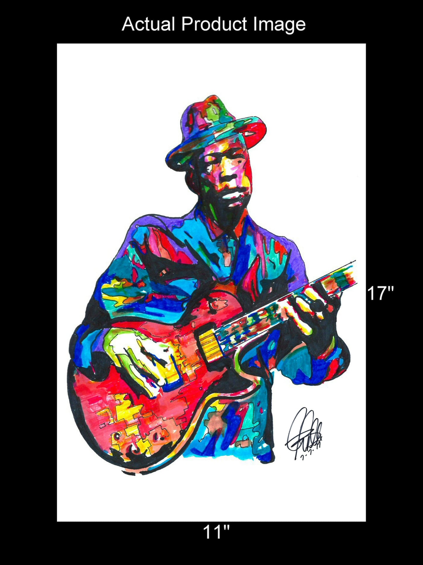 John Lee Hooker Singer Guitar Blues Music Poster Print Wall Art 11x17