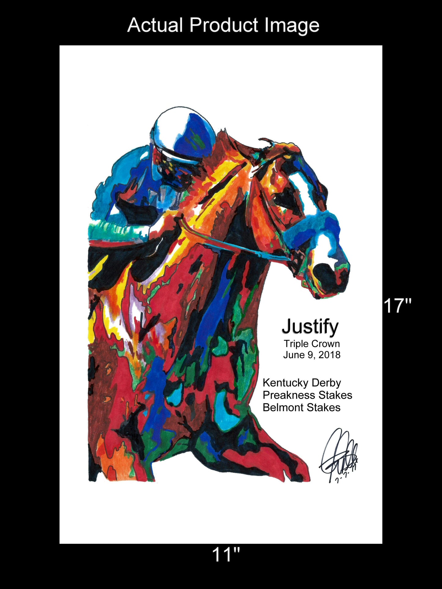 Justify Triple Crown Belmont Stakes Horse Racing Poster Print Wall Art 11x17