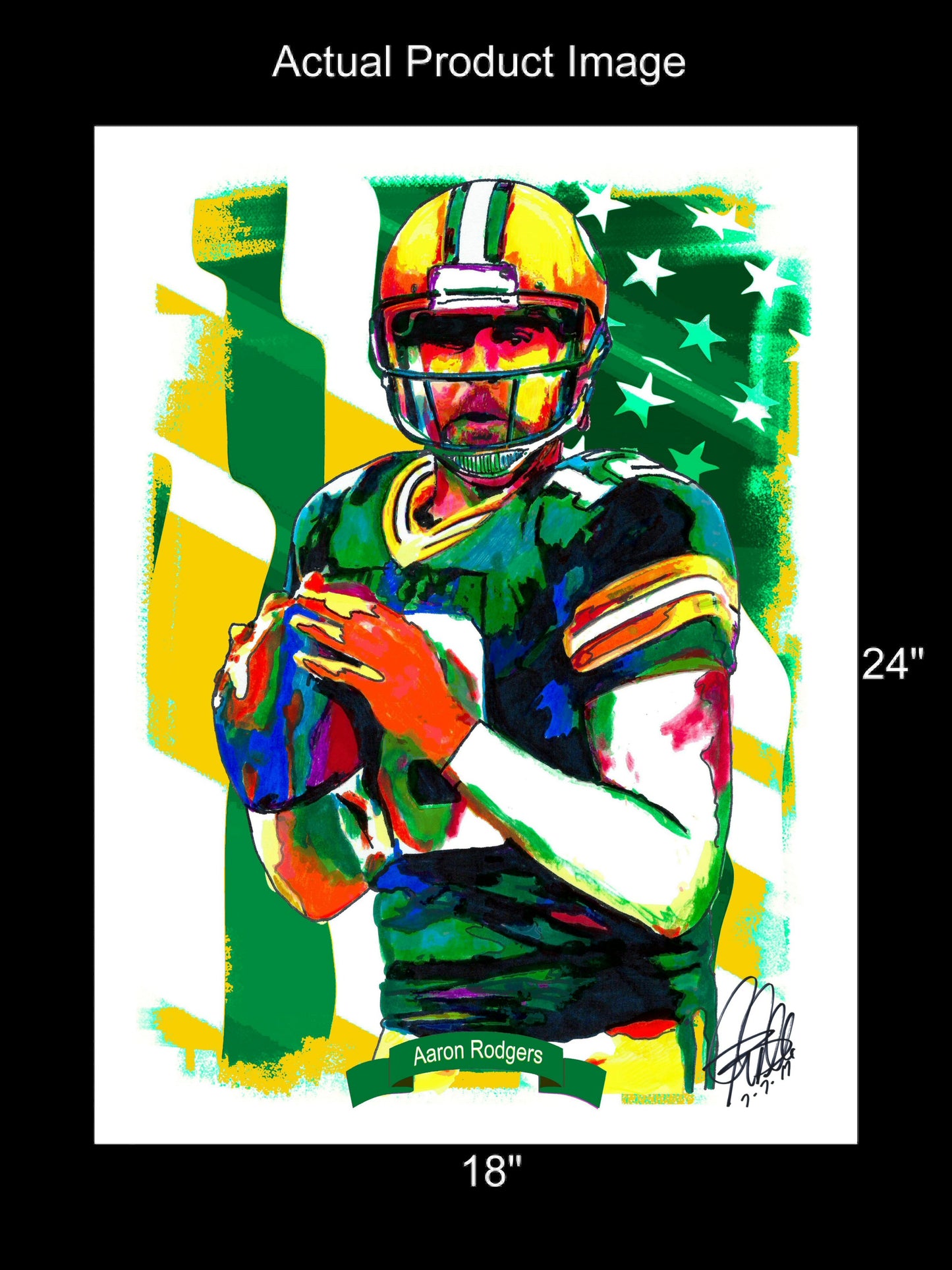 Aaron Rodgers Green Bay Packers Football Sports Print Poster Wall Art 18x24