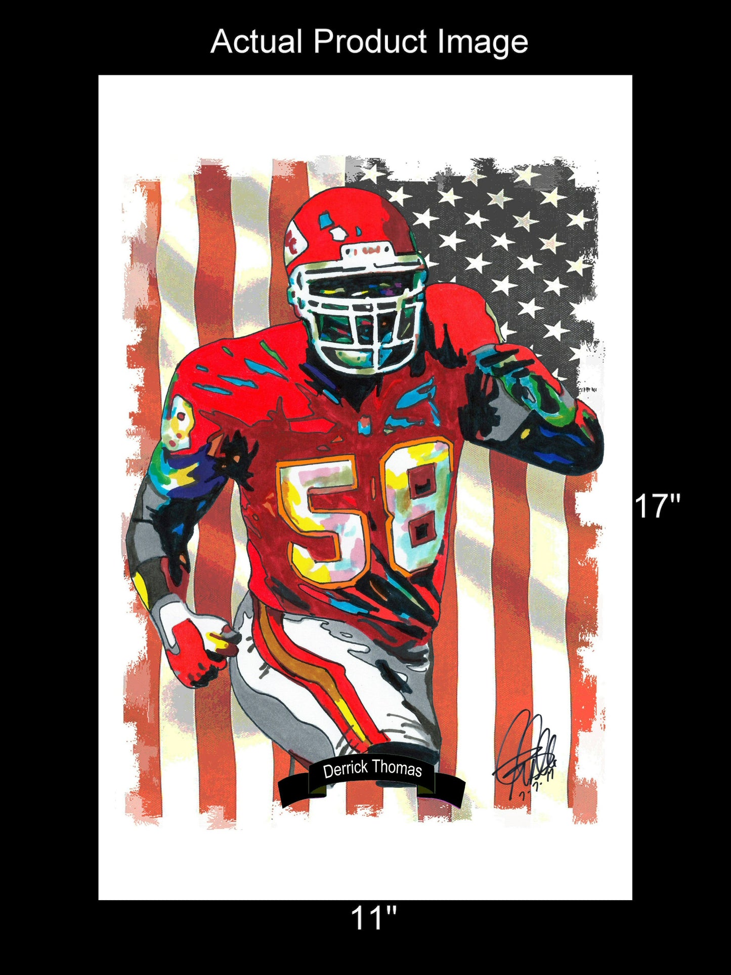 Derrick Thomas Kansas City Chiefs Football Sports Poster Print Wall Art 11x17