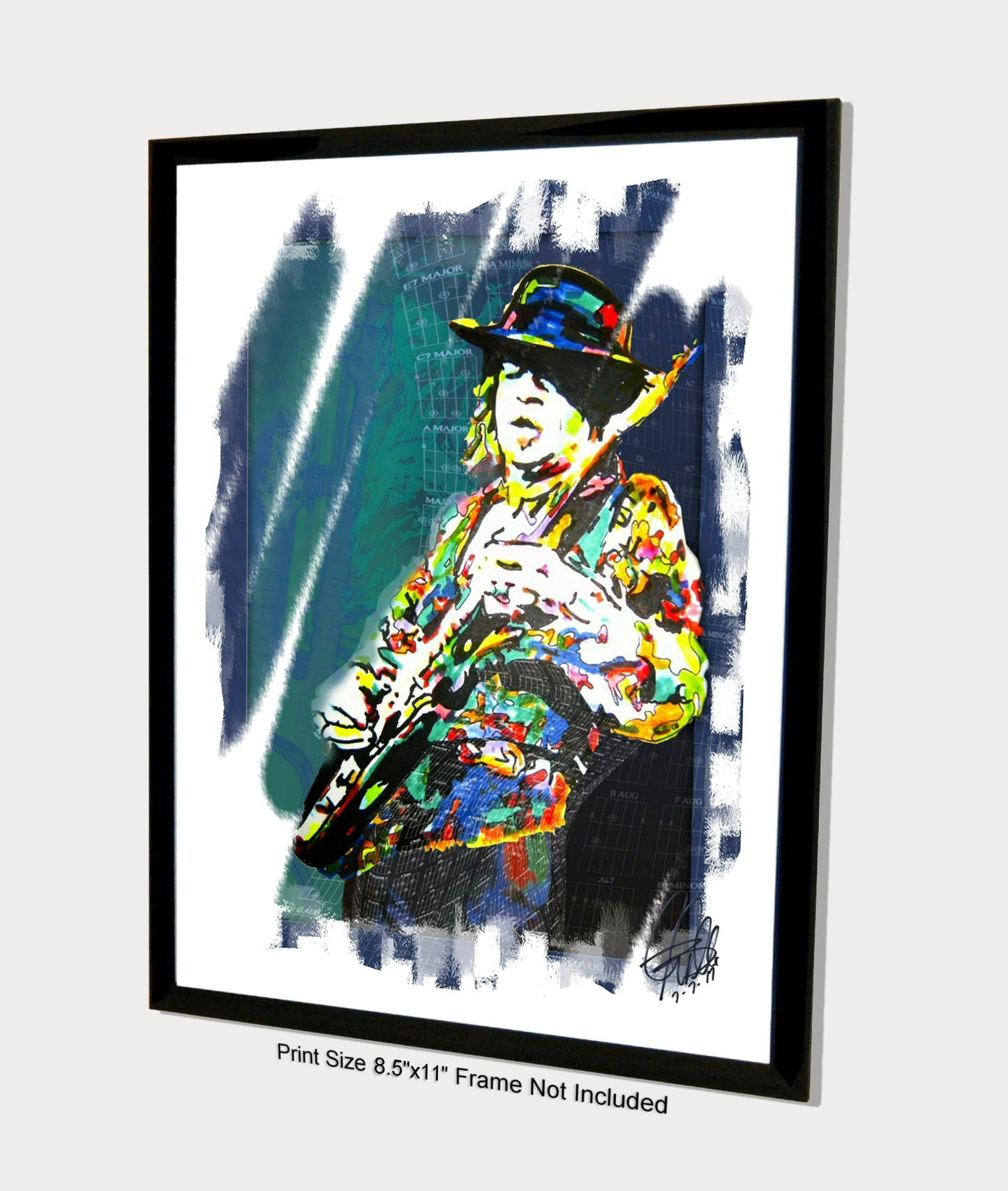 Stevie Ray Vaughan SRV Blues Rock Guitar Music Poster Print Wall Art 8.5x11