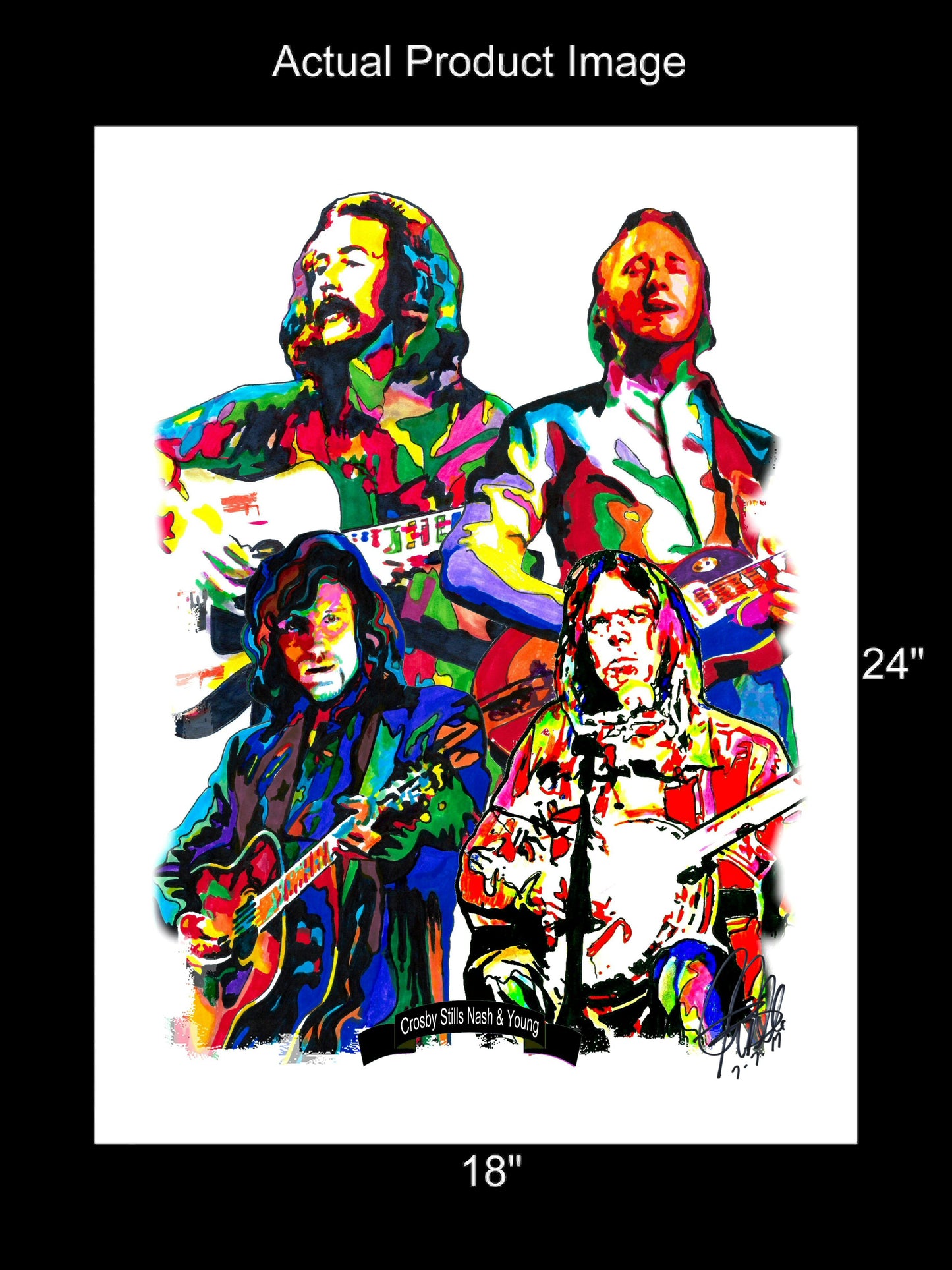 Crosby Stills Nash & Young Folk Rock Music Print Poster Wall Art 18x24