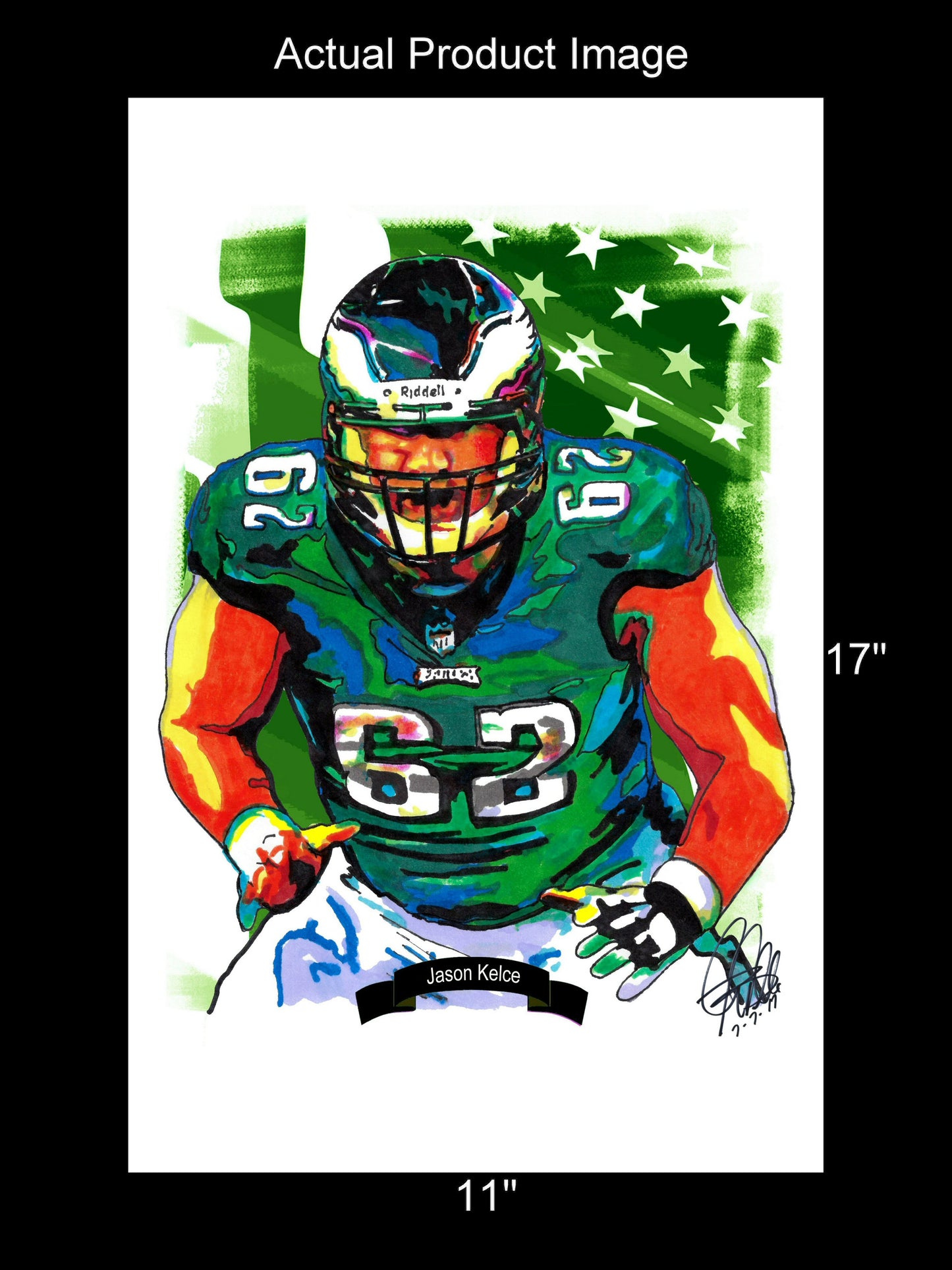 Jason Kelce Philadelphia Eagles Football Center Poster Print Wall Art 11x17