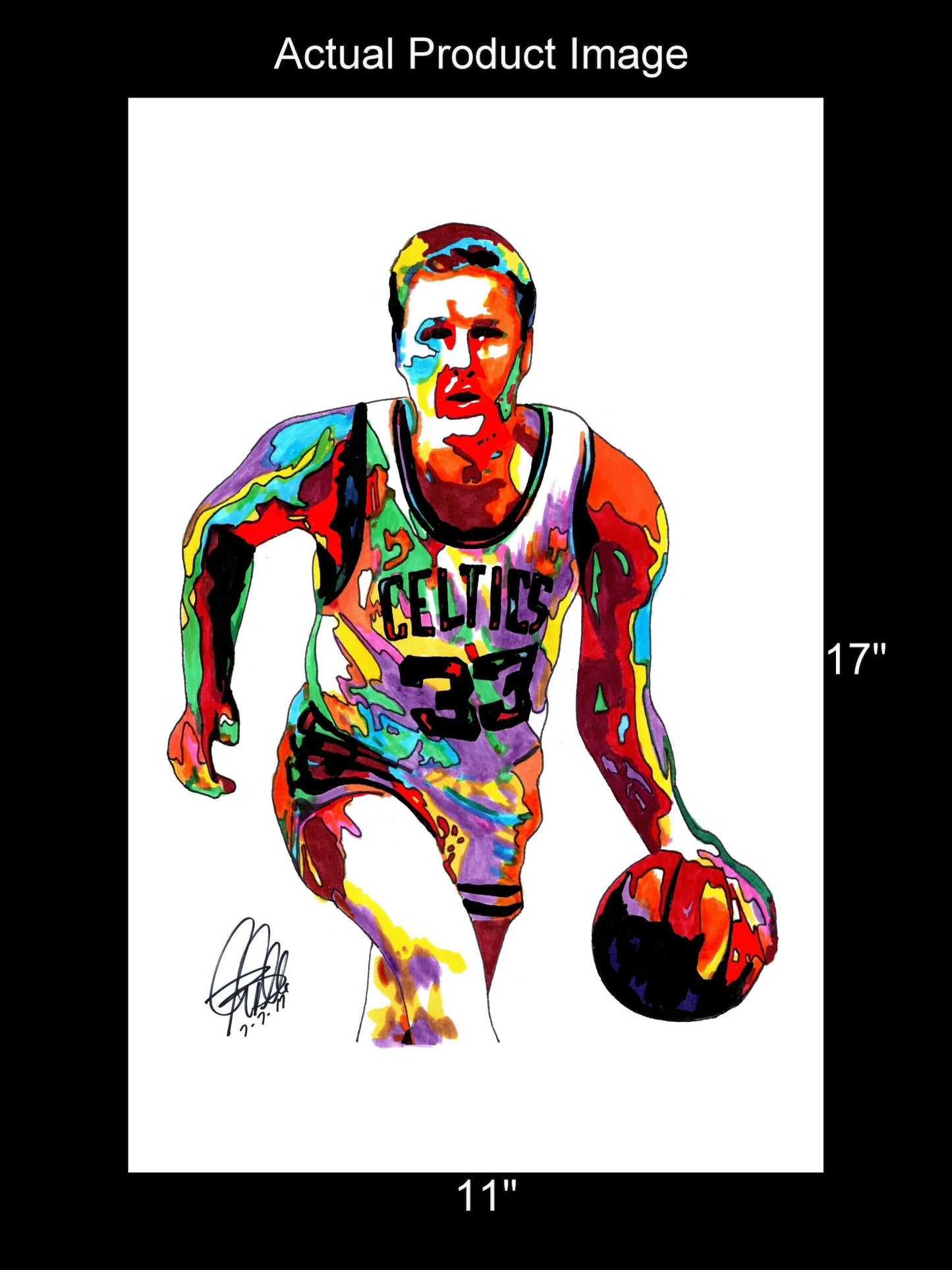 Larry Bird Boston Celtics Basketball Sports Poster Print Wall Art 11x17