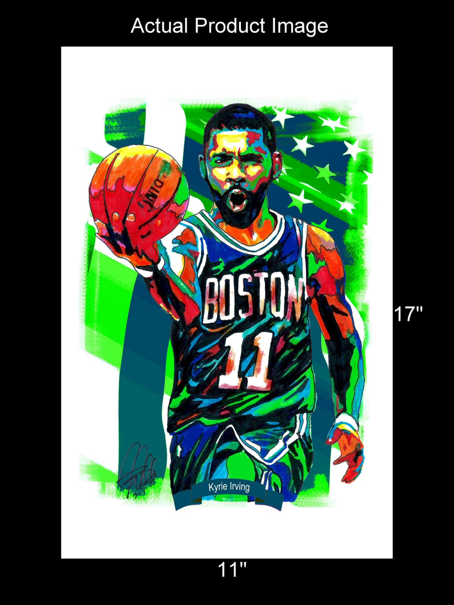 Kyrie Irving Boston Celtics Basketball Sports Poster Print Wall Art 11x17