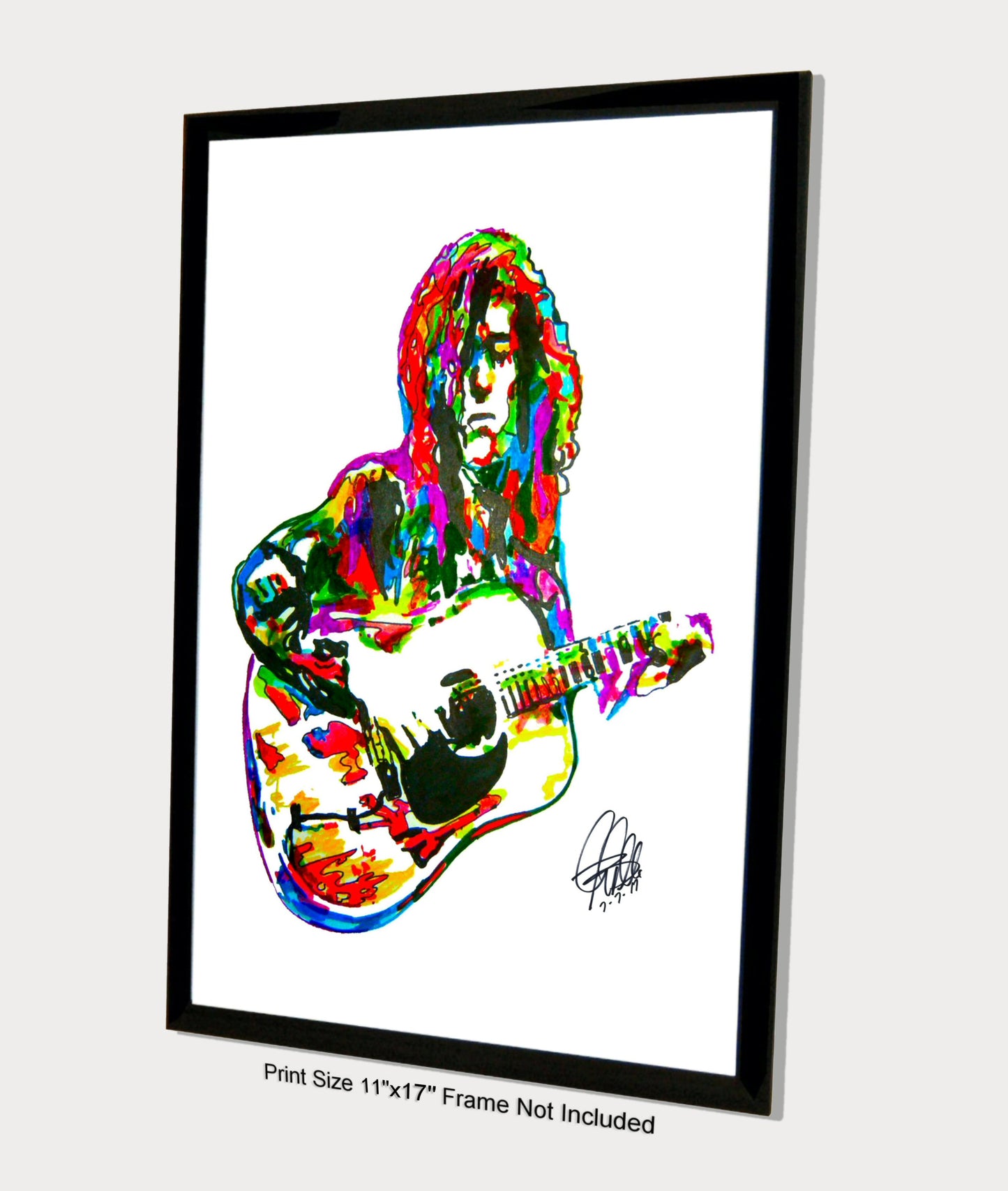 Jimmy Page Led Zeppelin Acoustic Music Print Poster Wall Art 11x17