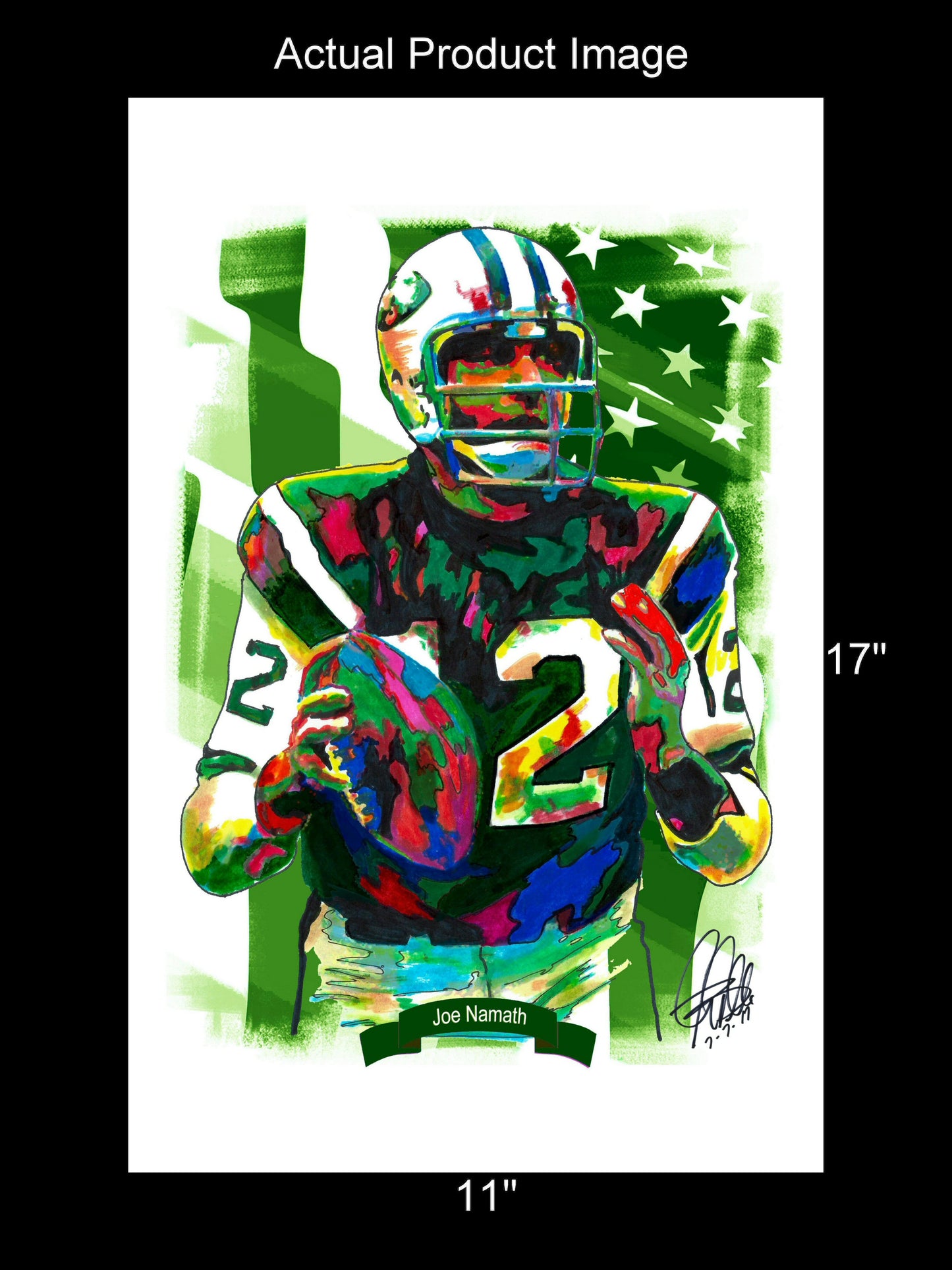 Joe Namath New York Jets QB Football Sports Poster Print Wall Art 11x17