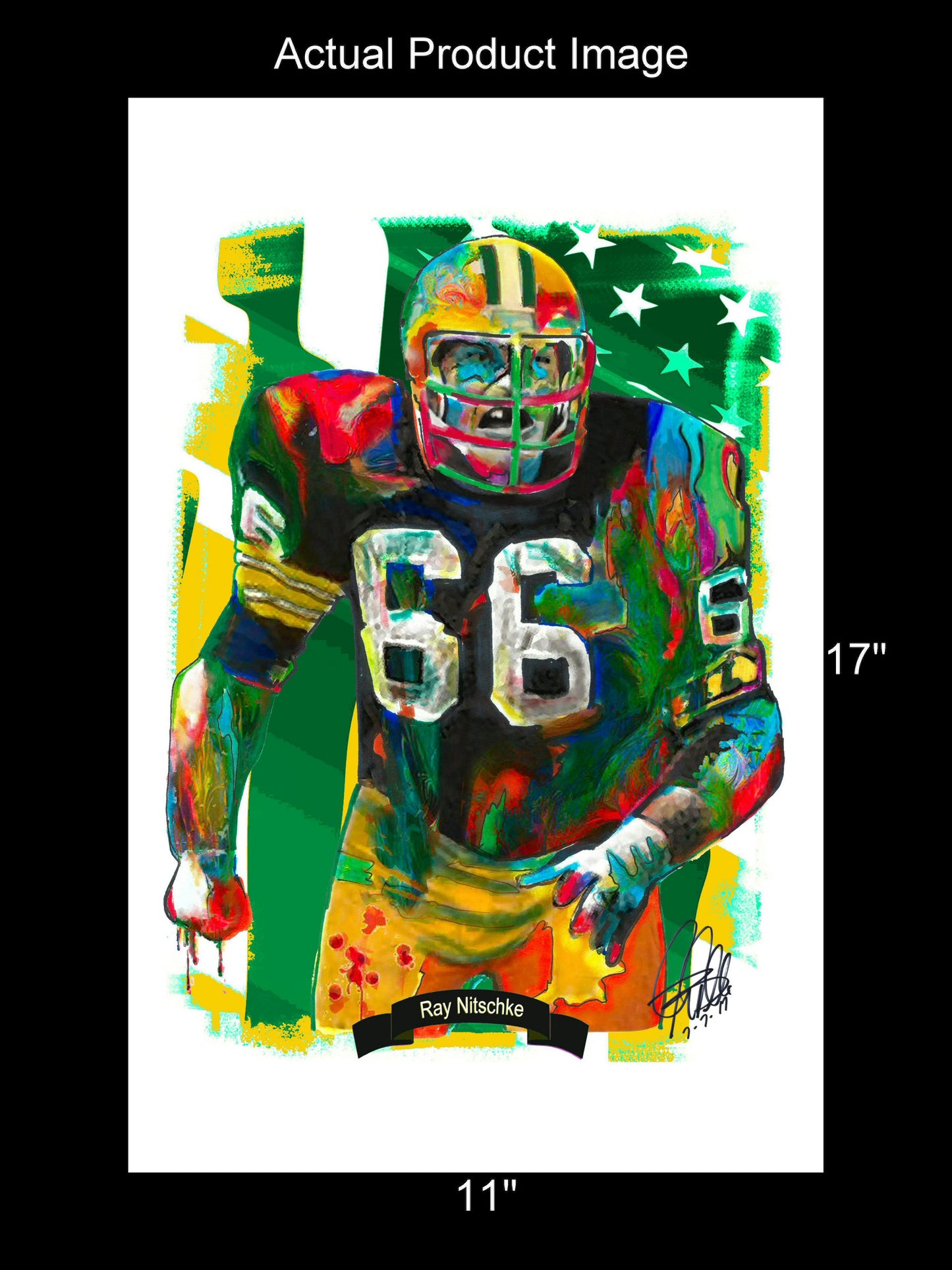 Ray Nitschke Green Bay Packers Football Sports Poster Print Wall Art 11x17