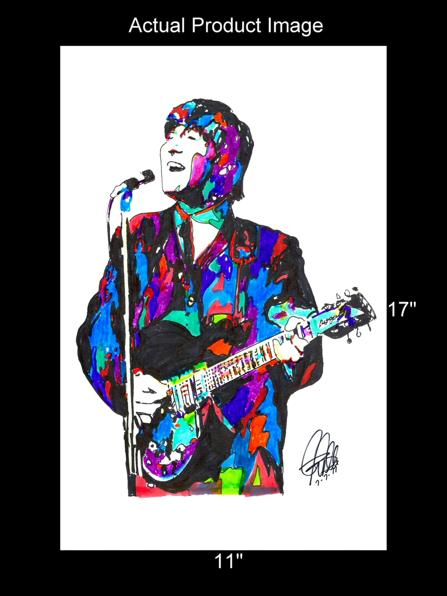 John Lennon The Beatles Singer Guitar Rock Music Poster Print Wall Art 11x17