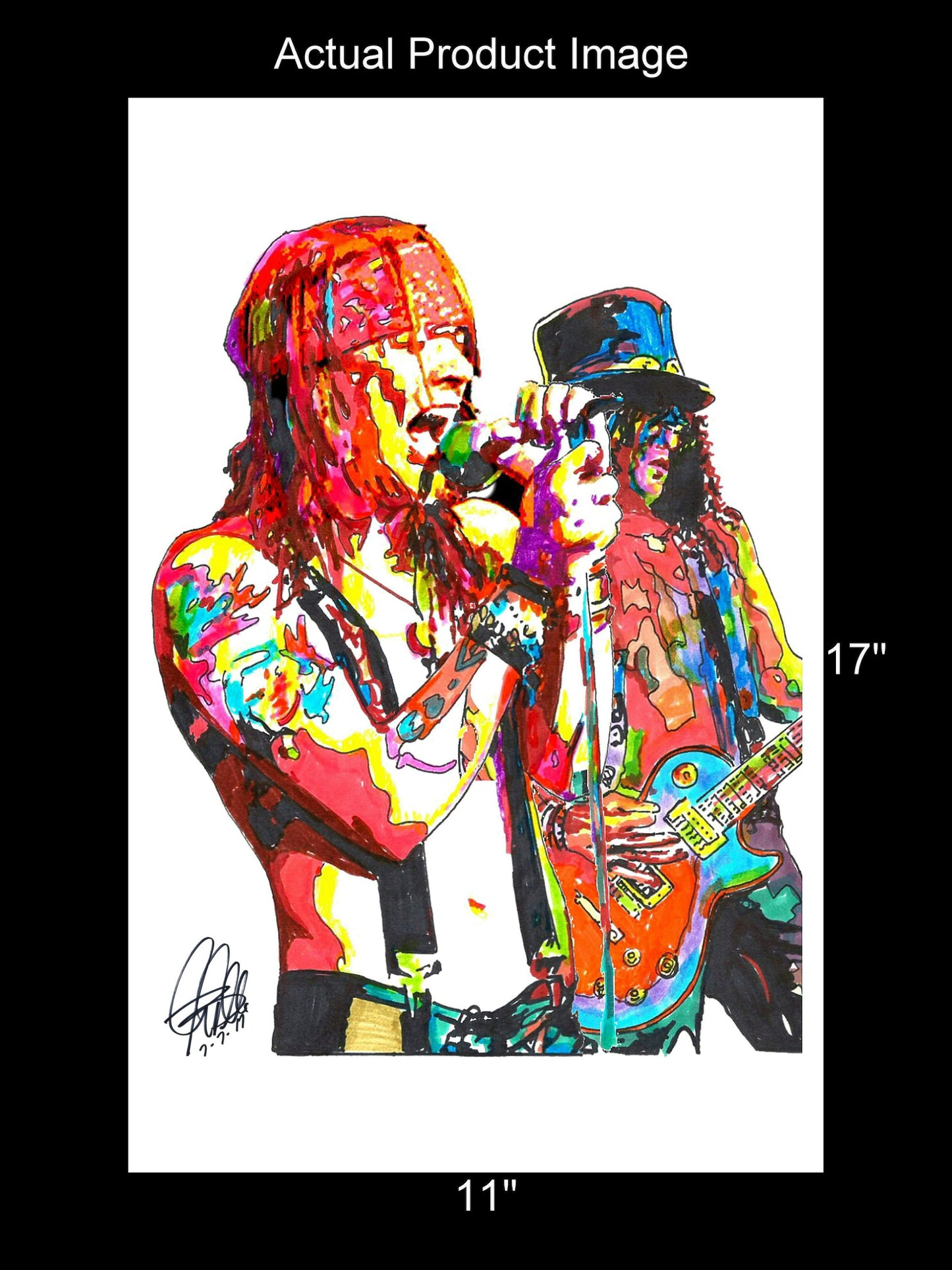 Axl Rose Slash Guns N Roses Singer Guitar Rock Music Print Wall Art 11x17