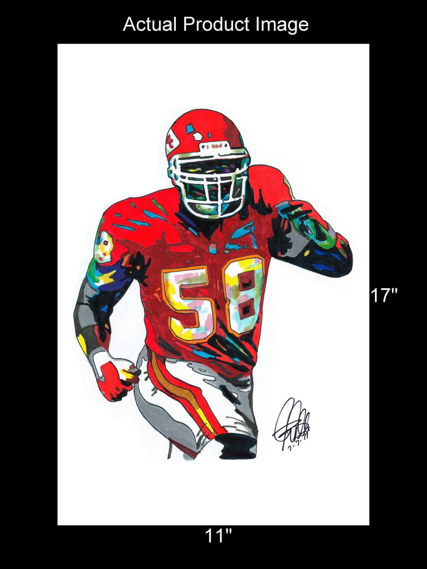 Derrick Thomas Kansas City Chiefs Football Poster Print Wall Art 11x17