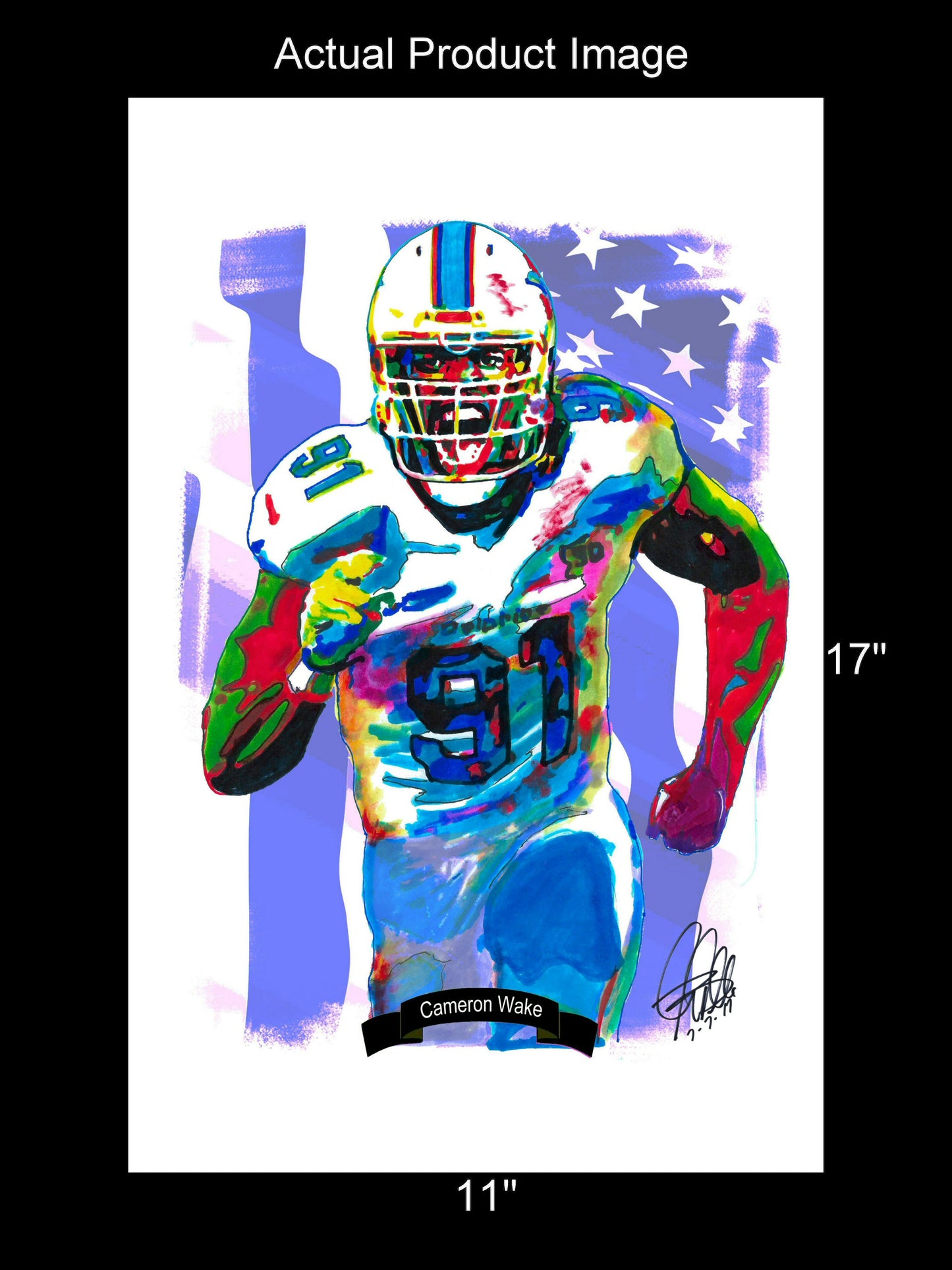 Cameron Wake Miami Dolphins Football Poster Print Wall Art 11x17