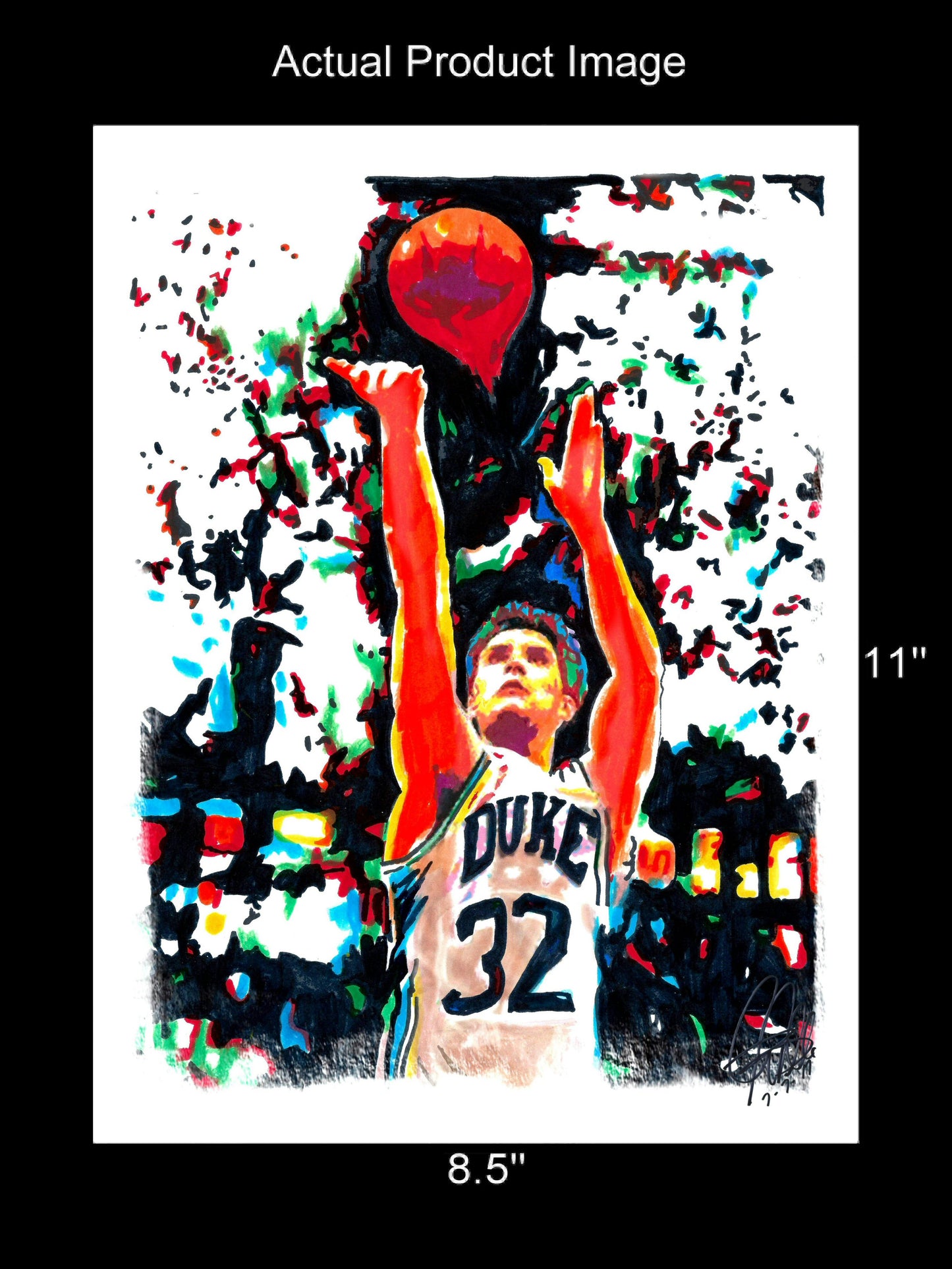 The Shot Duke Kentucky Christian Laettner Basketball Print Wall Art 8.5x11