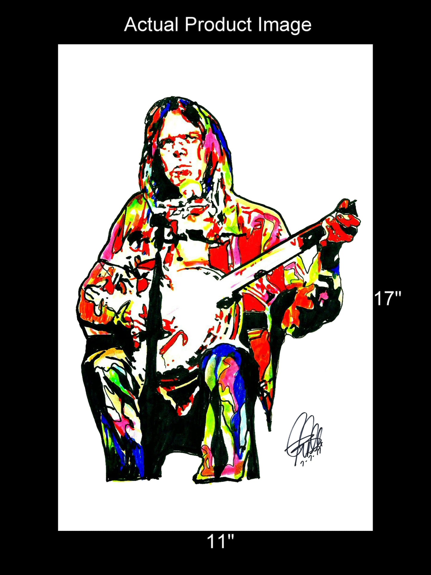 Neil Young Guitar Folk Rock Music Poster Print Wall Art 11x17