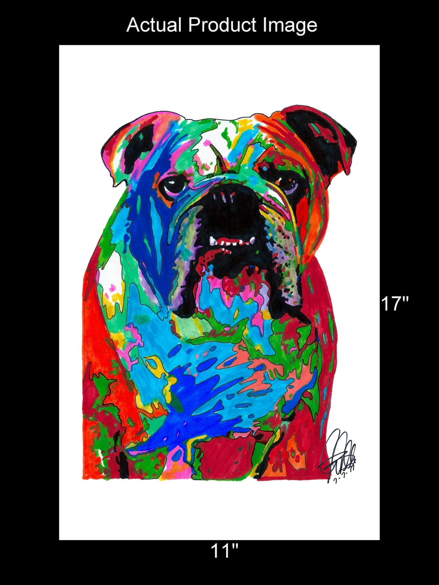 English Bulldog Pet Dog Poster Print Wall Art 11x17