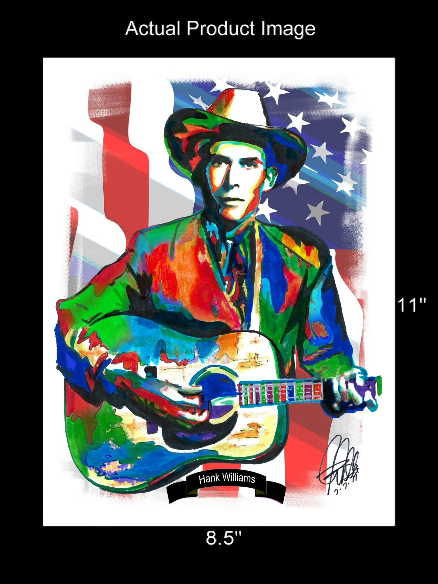 Hank Williams Guitar Country Music Poster Print Wall Art 8.5x11