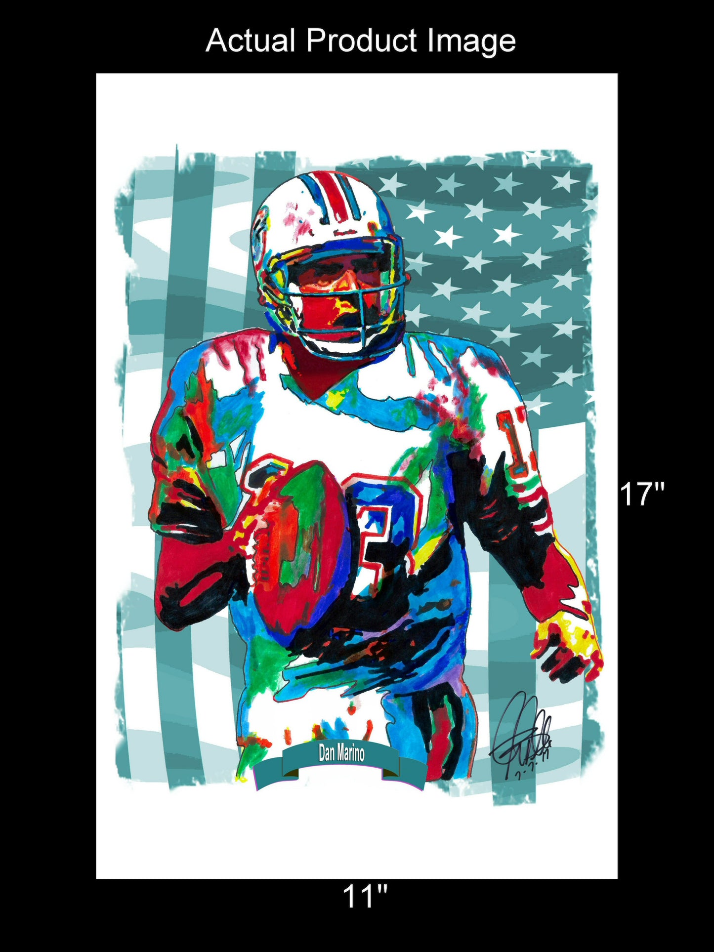 Dan Marino Miami Dolphins Football Poster Print Wall Art Art 11x17