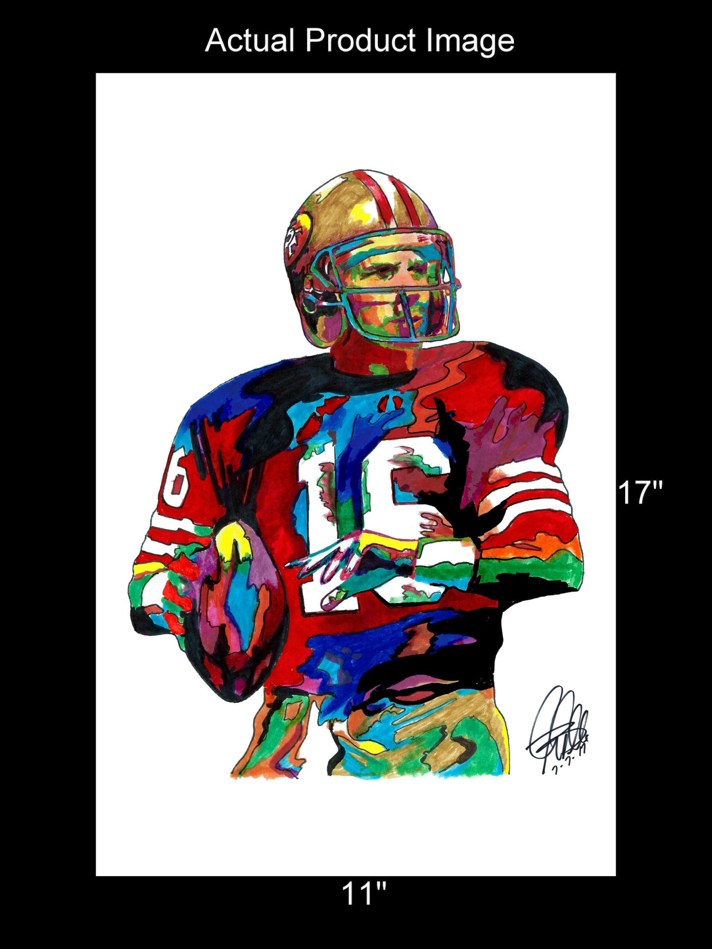 Joe Montana San Francisco 49ers QB Football Poster Print Wall Art 11x17