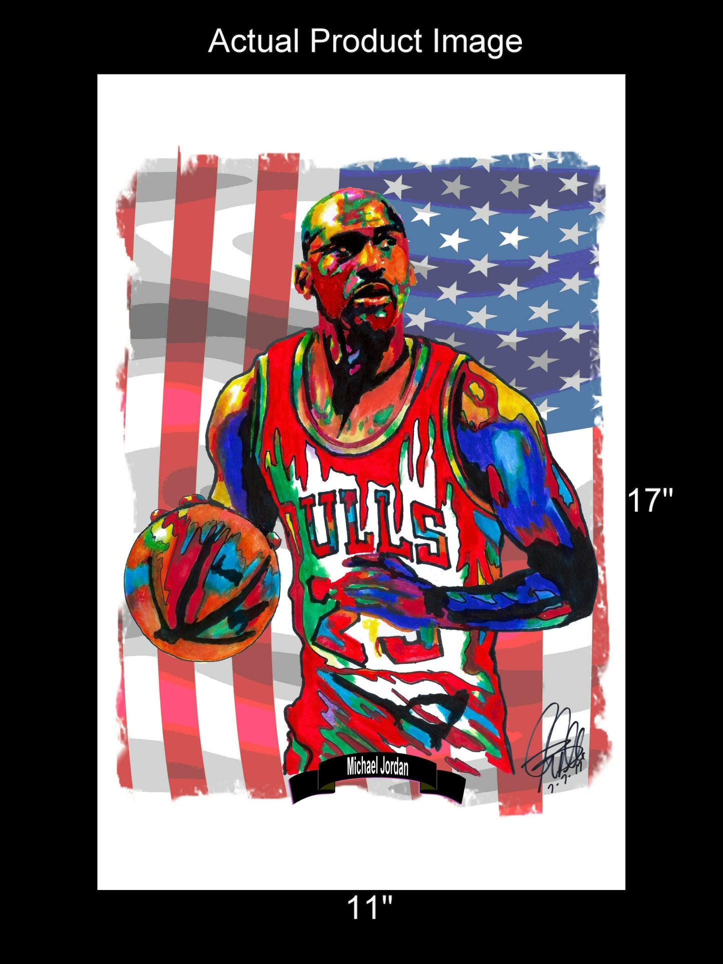 Michael Jordan Chicago Bulls Basketball Poster Print Wall Art 11x17