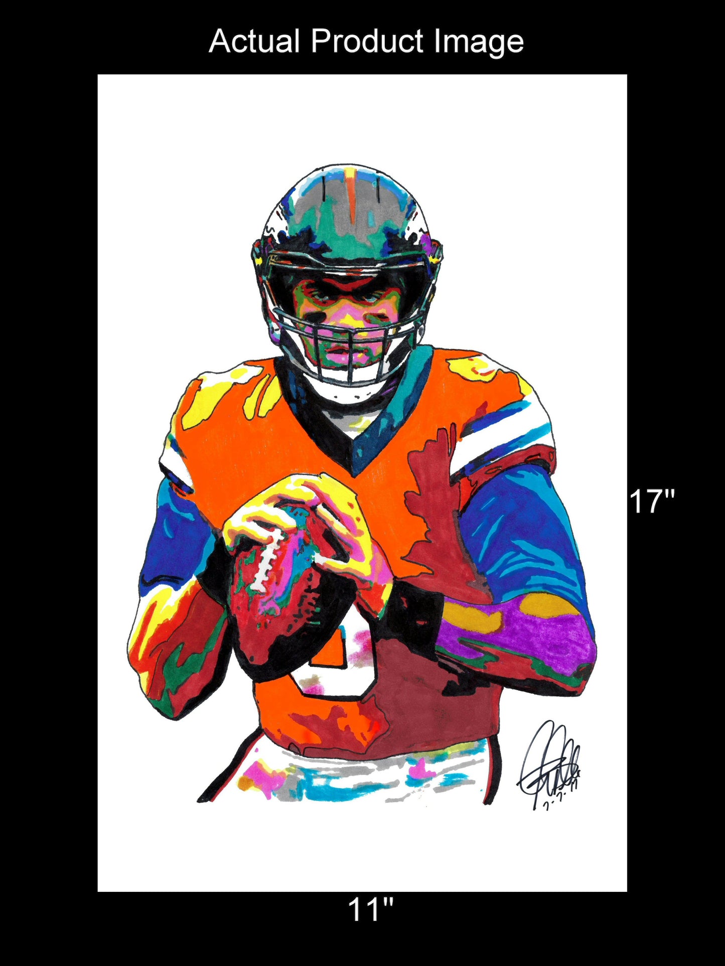 Russell Wilson Denver Broncos Football Sports Poster Print Wall Art 11x17