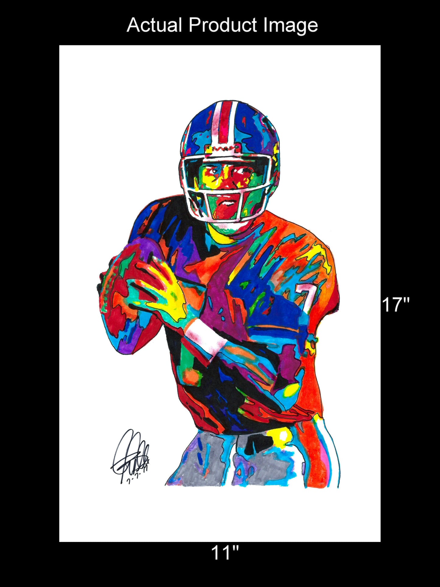 John Elway Denver Broncos QB Football Sports Poster Print Wall Art 11x17