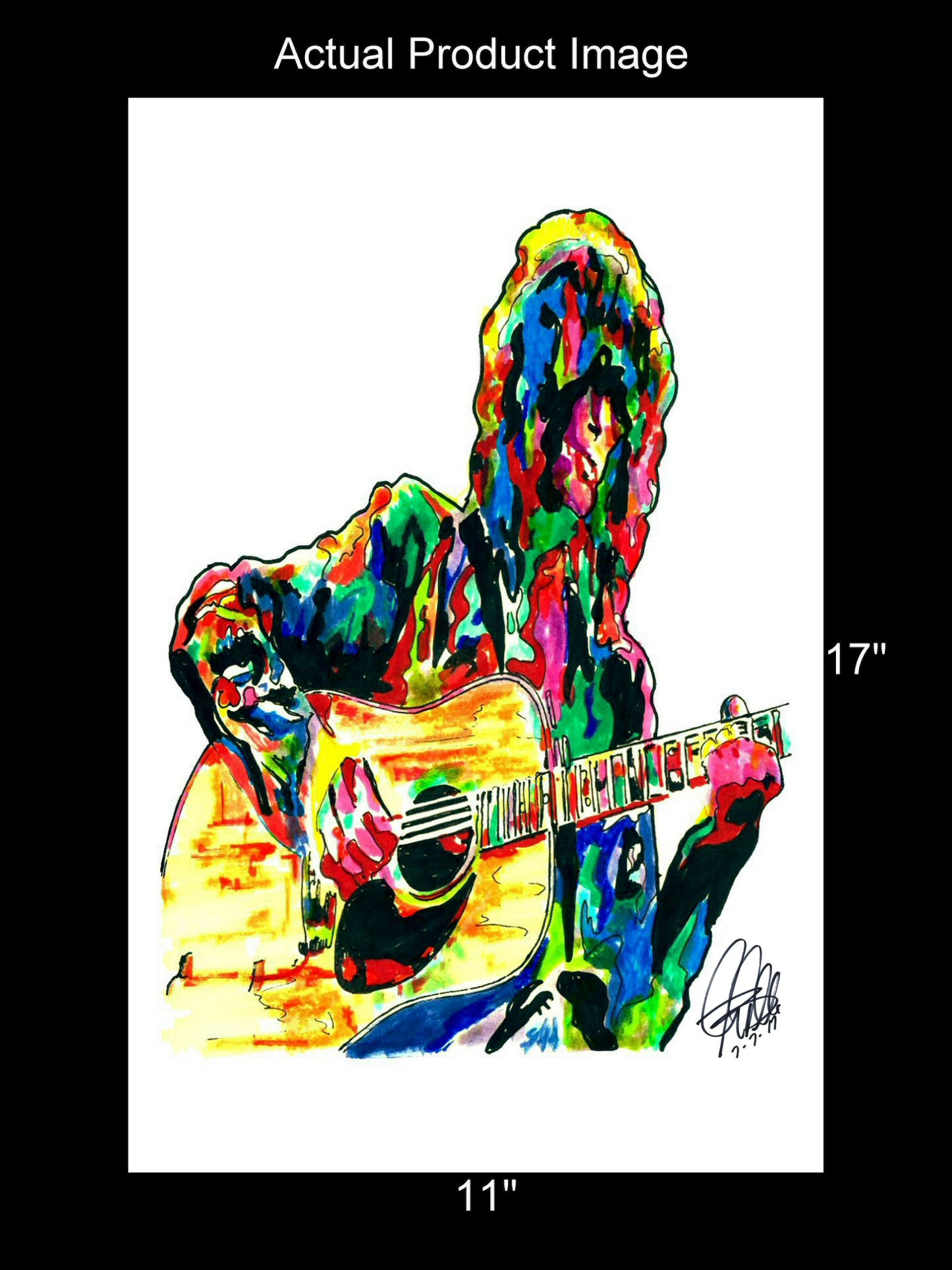 Jimmy Page Led Zeppelin Acoustic Guitar Rock Music Print Poster Wall Art 11x17