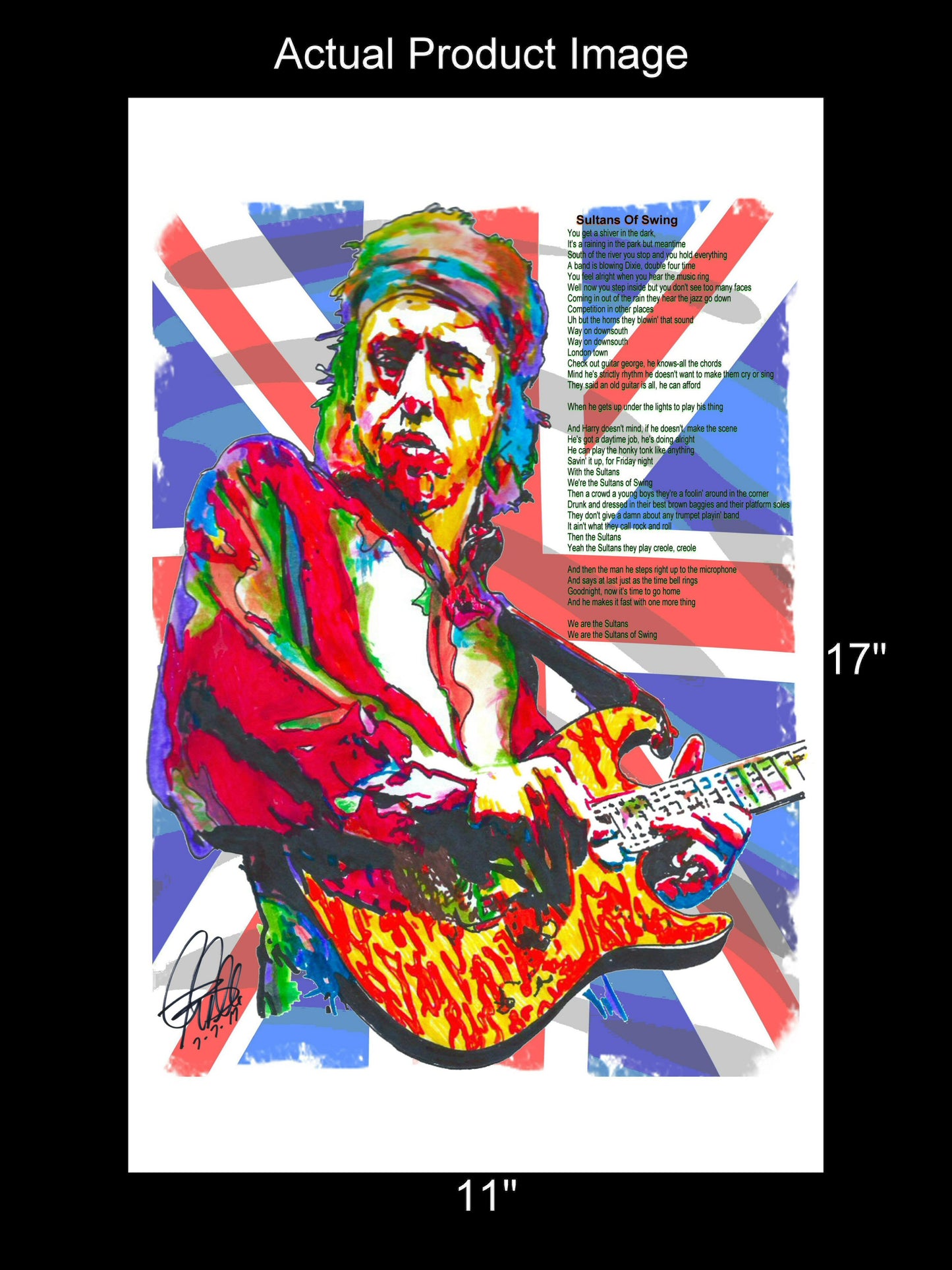 Mark Knopfler Dire Straits Guitar Sultans of Swing Music Poster Print 11x17