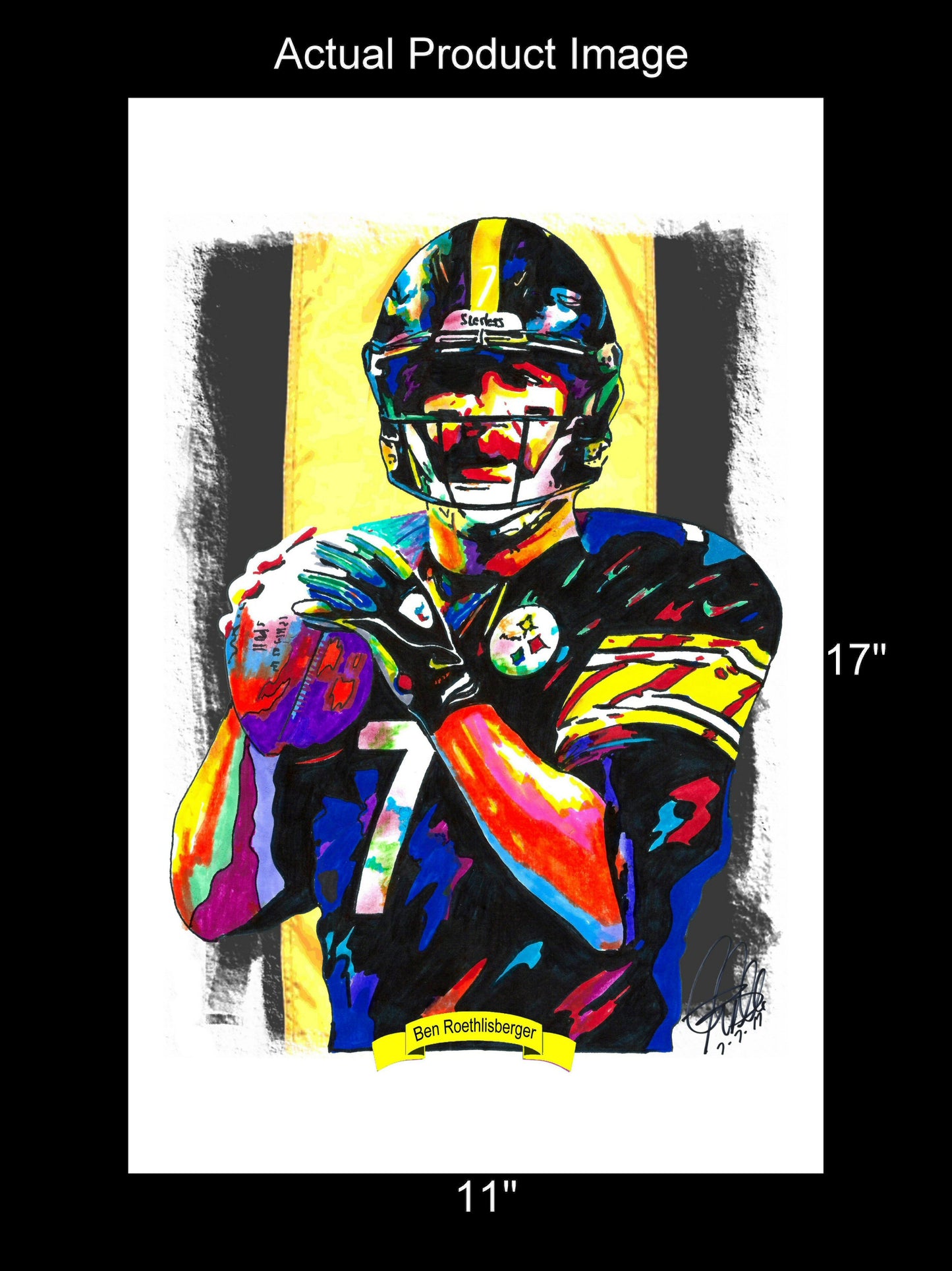 Ben Roethlisberger Steelers QB Football Sports Poster Print Wall Art 11x17