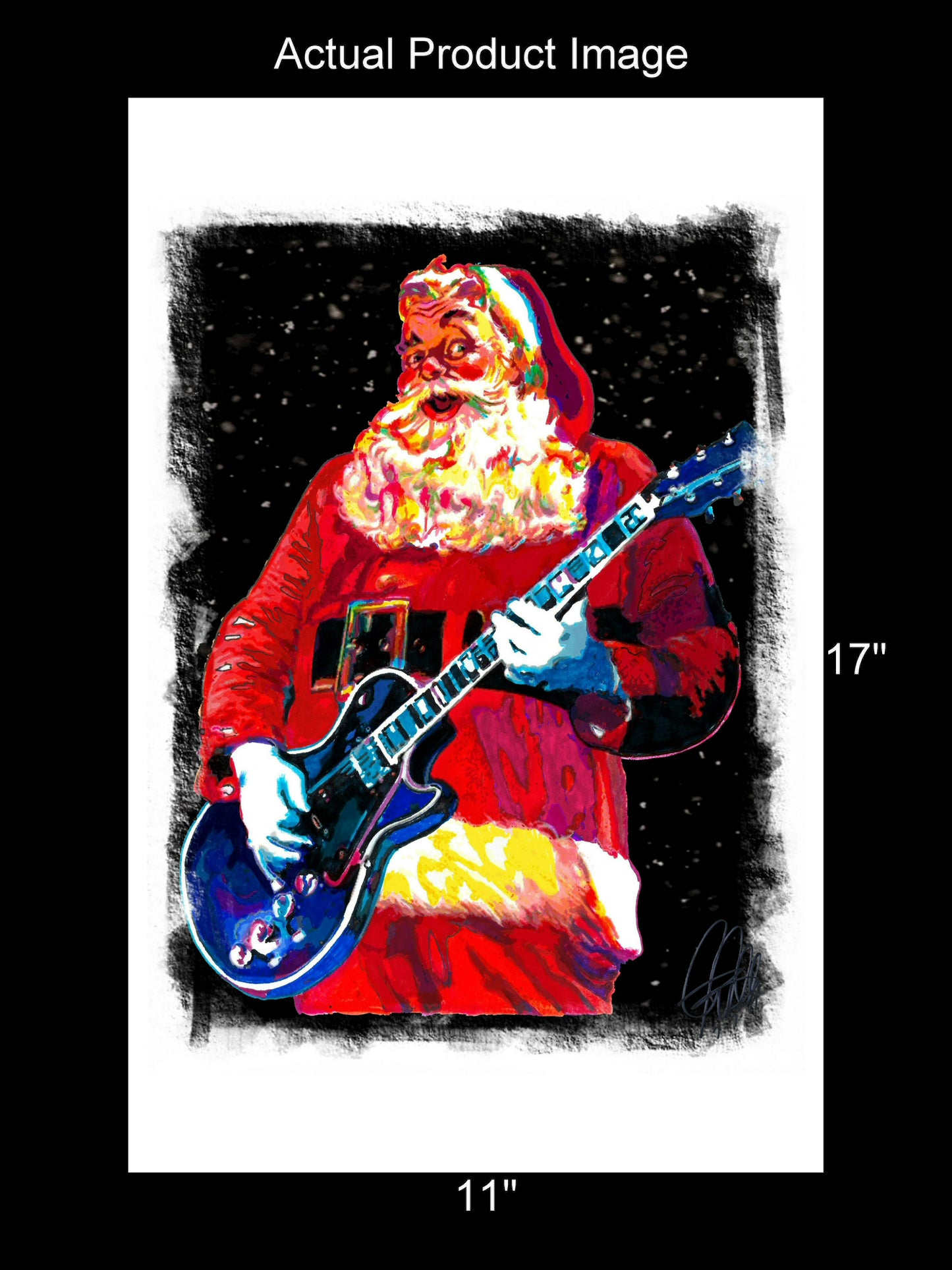 Santa Claus Guitar Poster Print Wall Art 11x17