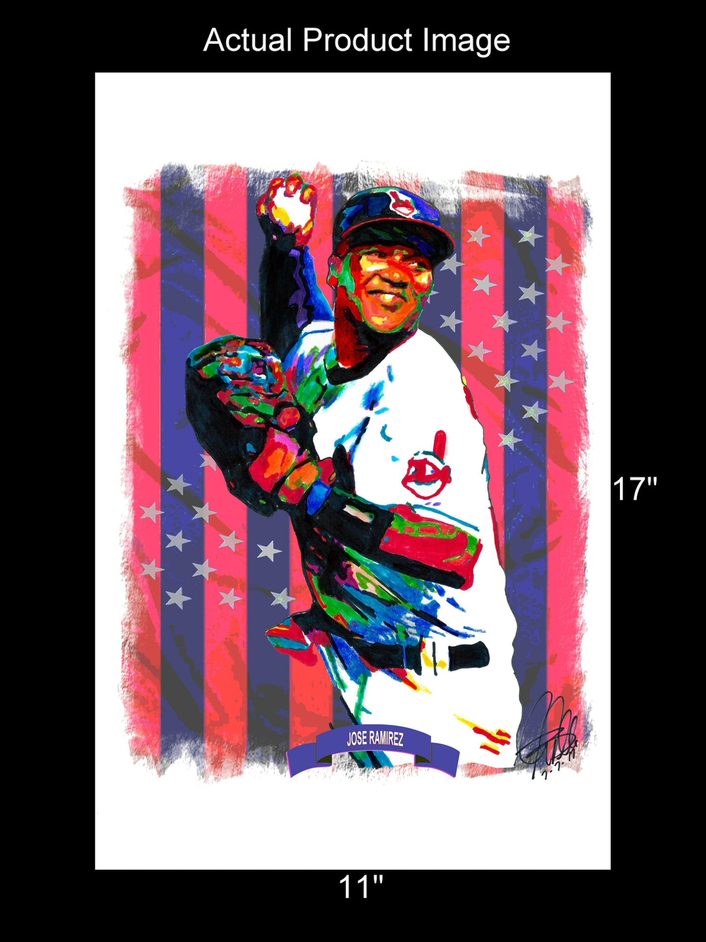 Jose Ramirez Cleveland Indians Baseball Sports Poster Print Wall Art 11x17