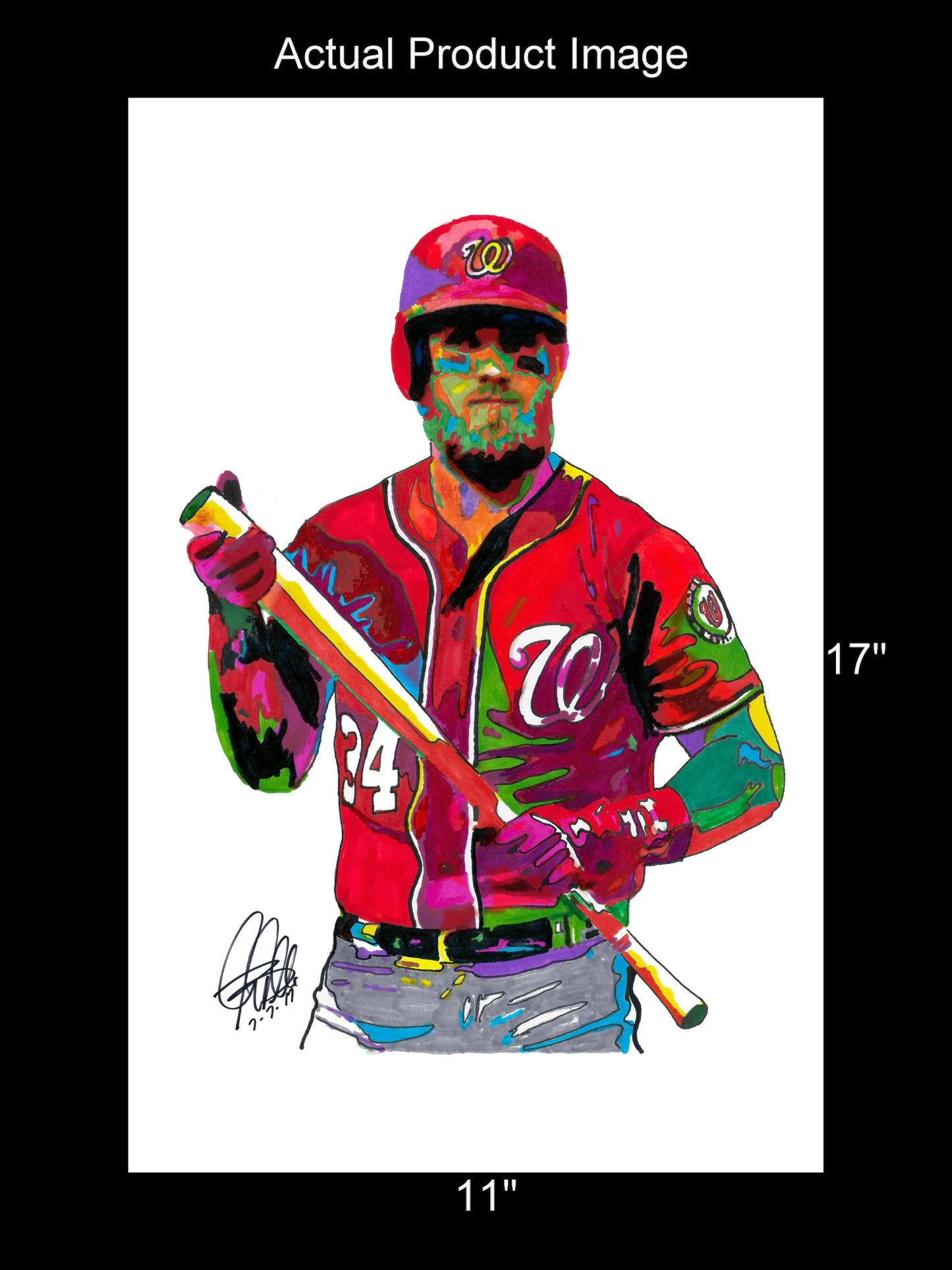 Bryce Harper Washington Nationals Sports Poster Print Wall Art 11x17