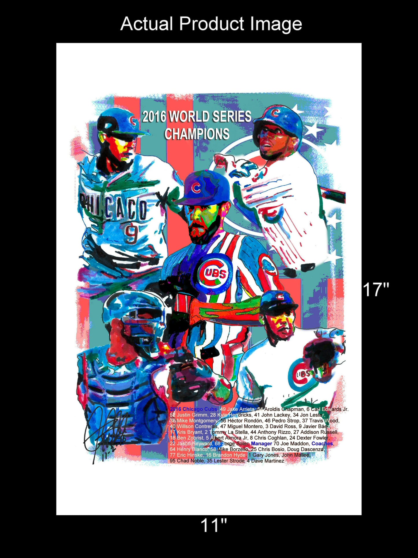 Chicago Cubs 2016 World Series Champions Baseball Poster Print Wall Art 11x17