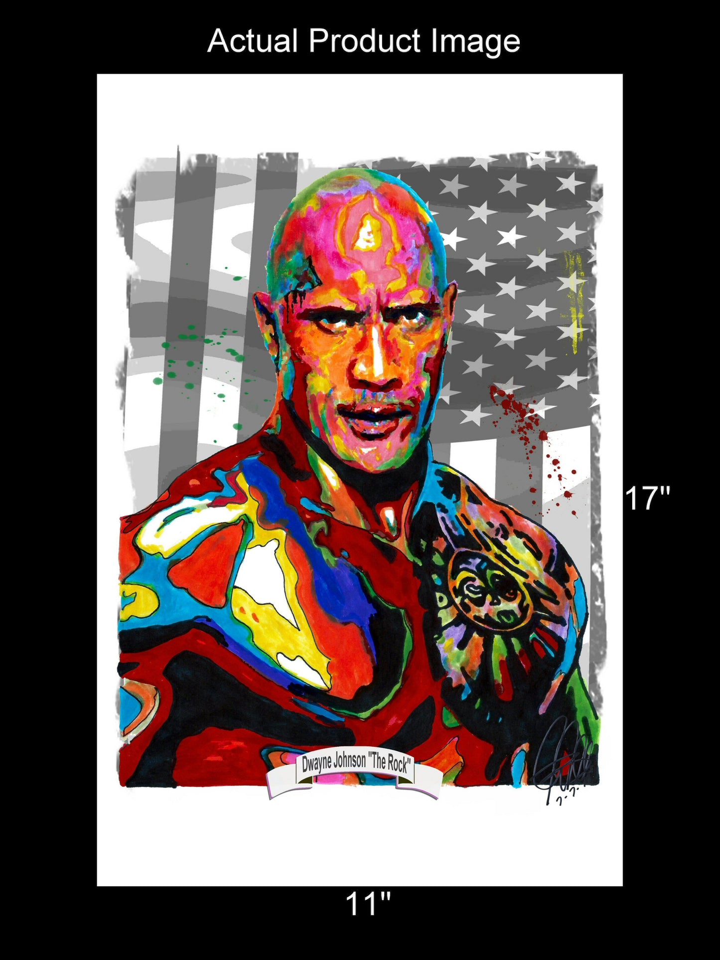 The Rock Dwayne Johnson Wrestler Poster Print Wall Art 11x17