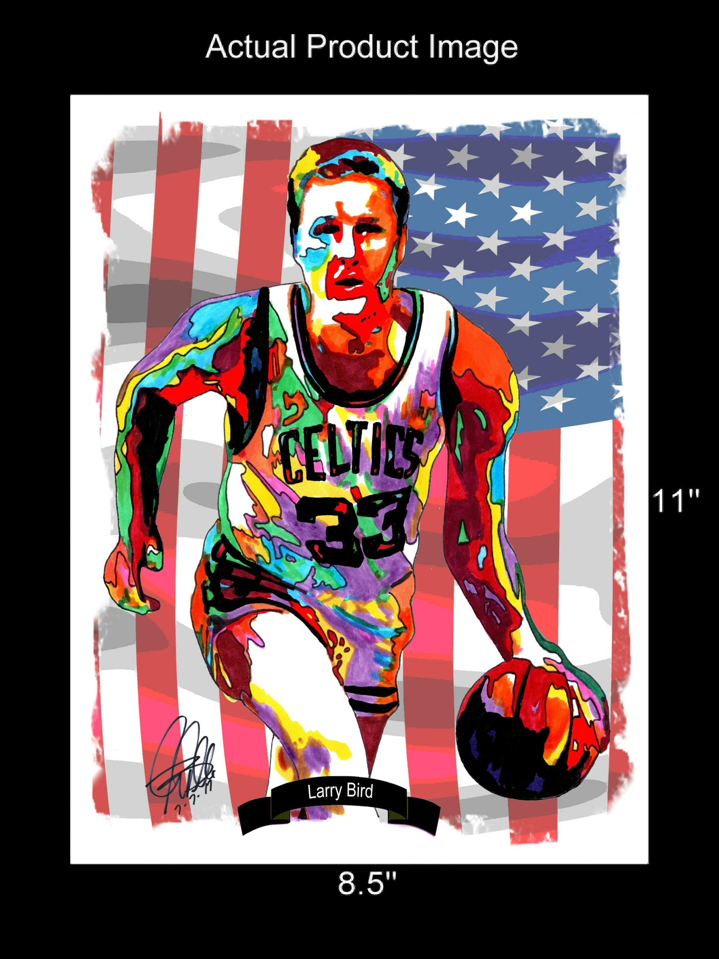 Larry Bird Boston Celtics Basketball Poster Print Wall Art 8.5x11