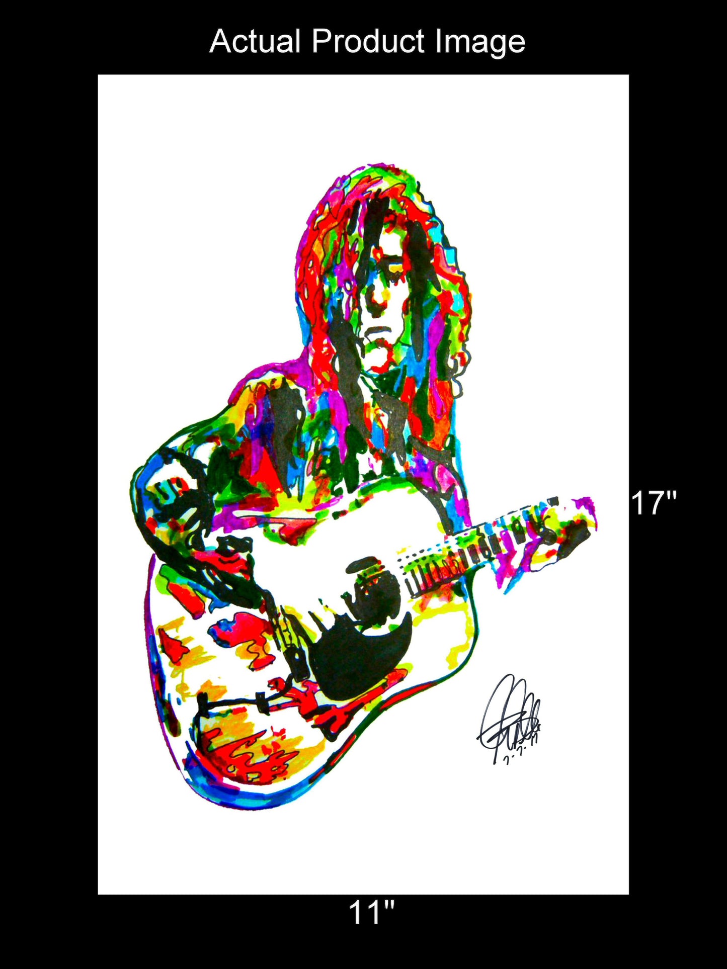 Jimmy Page Led Zeppelin Acoustic Music Print Poster Wall Art 11x17