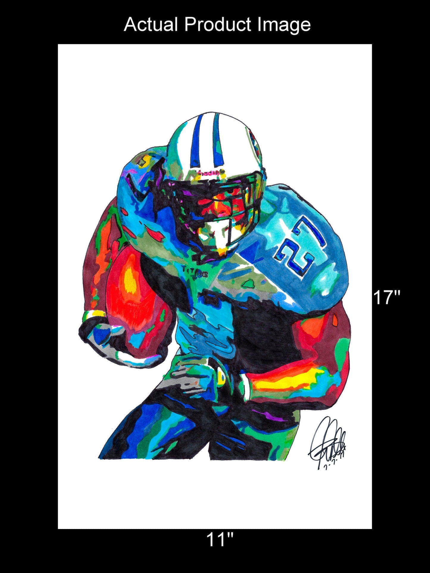 Eddie George Tennessee Titans RB Football Sports Print Poster Wall Art 11x17