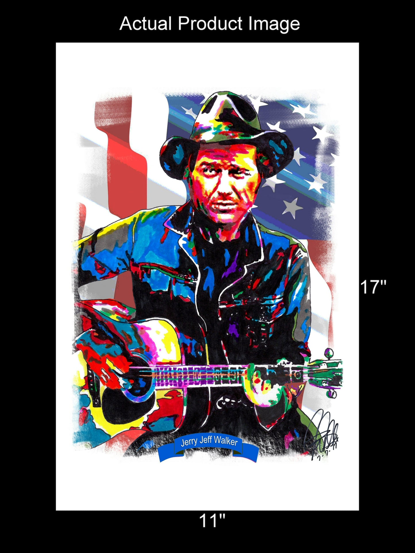 Jerry Jeff Walker Singer Country Music Poster Print Wall Art 11x17