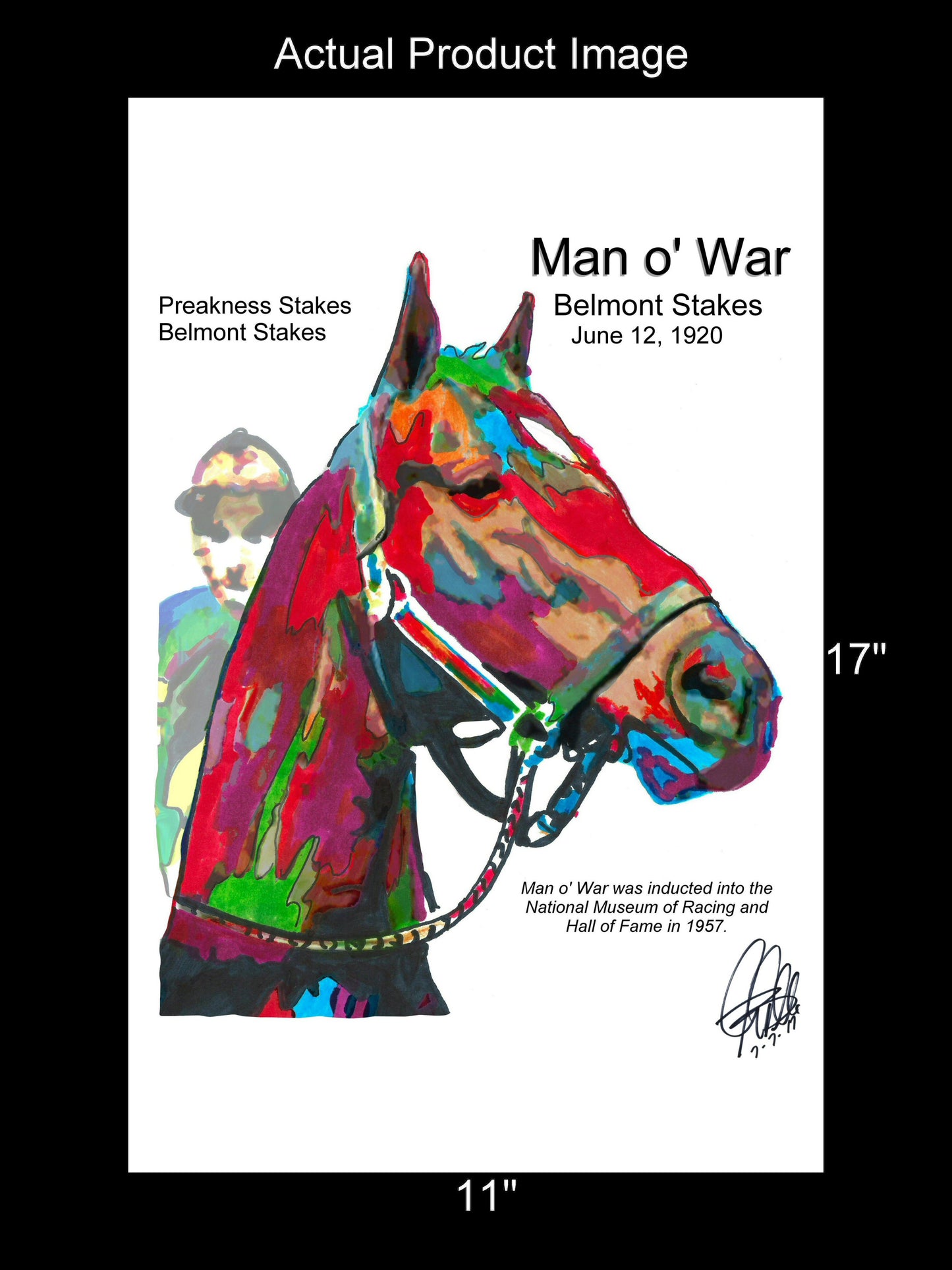 Man o War Thoroughbred Triple Crown Horse Racing Poster Print Wall Art 11x17