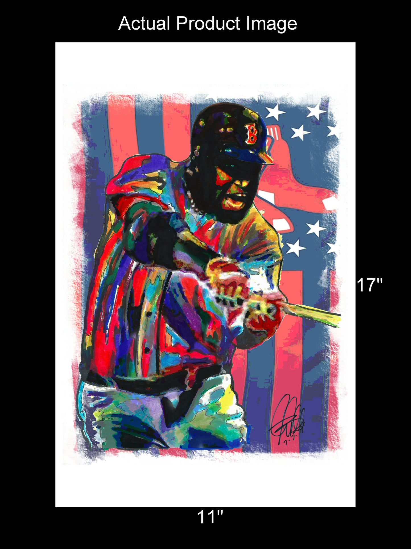 David Ortiz Big Papi Boston Red Sox Baseball Poster Print Wall Art 11x17